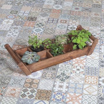 Casa Moro Blumenkasten Pflanzenbox Pisa Holz Tablett Kräuterkasten für Blumen Pflanzen Garten, aus recyceltem Teak Holz gefertigt