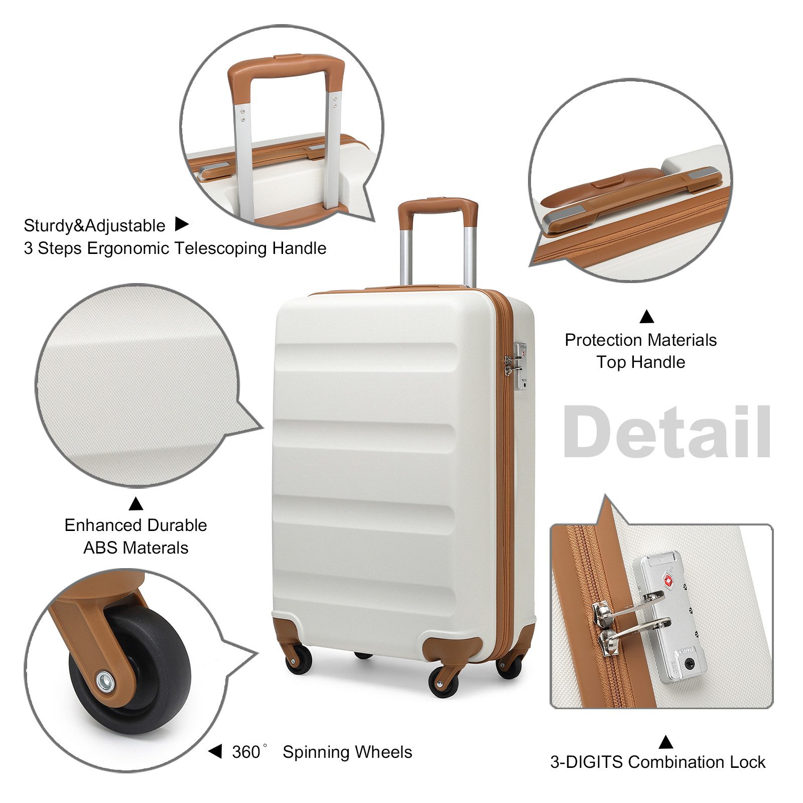 KONO Hartschalen-Trolley Handgepäck Leicht Hartschalenkoffer aus ABS Reisekoffer mit 4 Rollen
