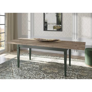 Lomadox Esszimmer-Set EPSOM-83, (Spar-Set, 2-St), Esszimmer Tisch mit Landhausstil in grün mit Lefkas Eiche Nb.