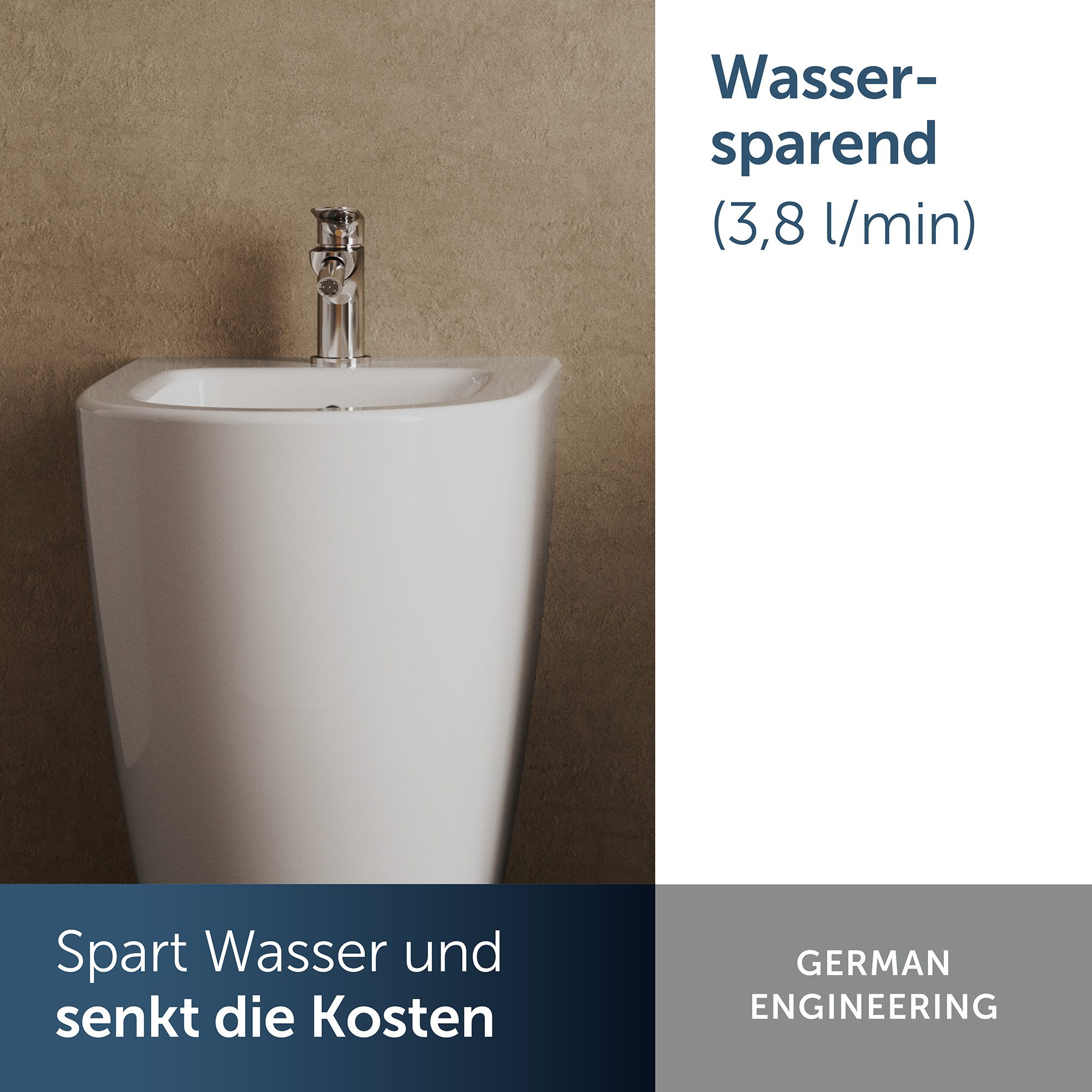 Ideal Standard Bidetarmatur Alero FirmaFlow® Kartusche, Wassersparend, EasyFix® Schnellmontagesystem