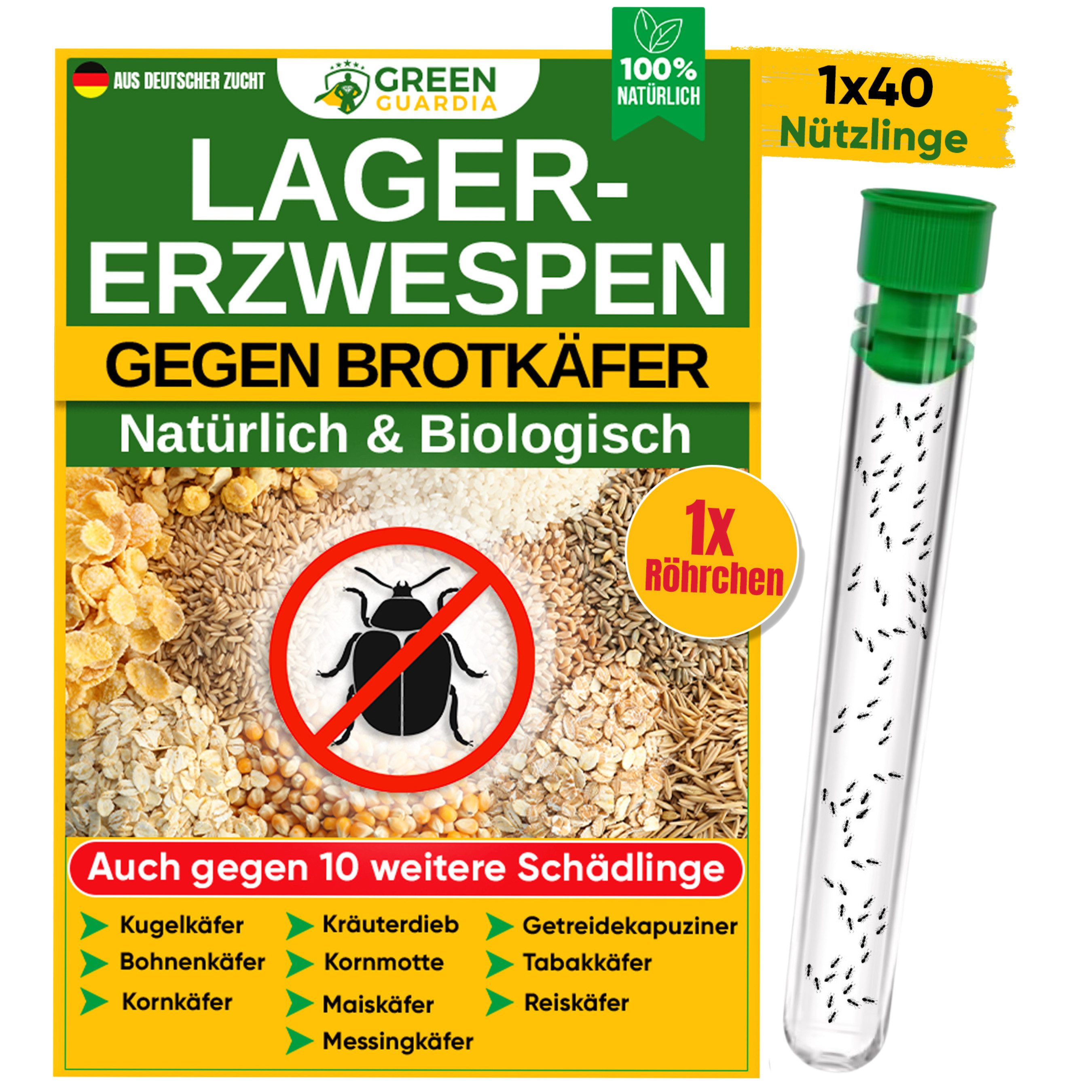 Insektenvernichter Lagererzwespen gegen Brotkäfer, Tabakkäfer, Kugelkäfer, Messingkäfer