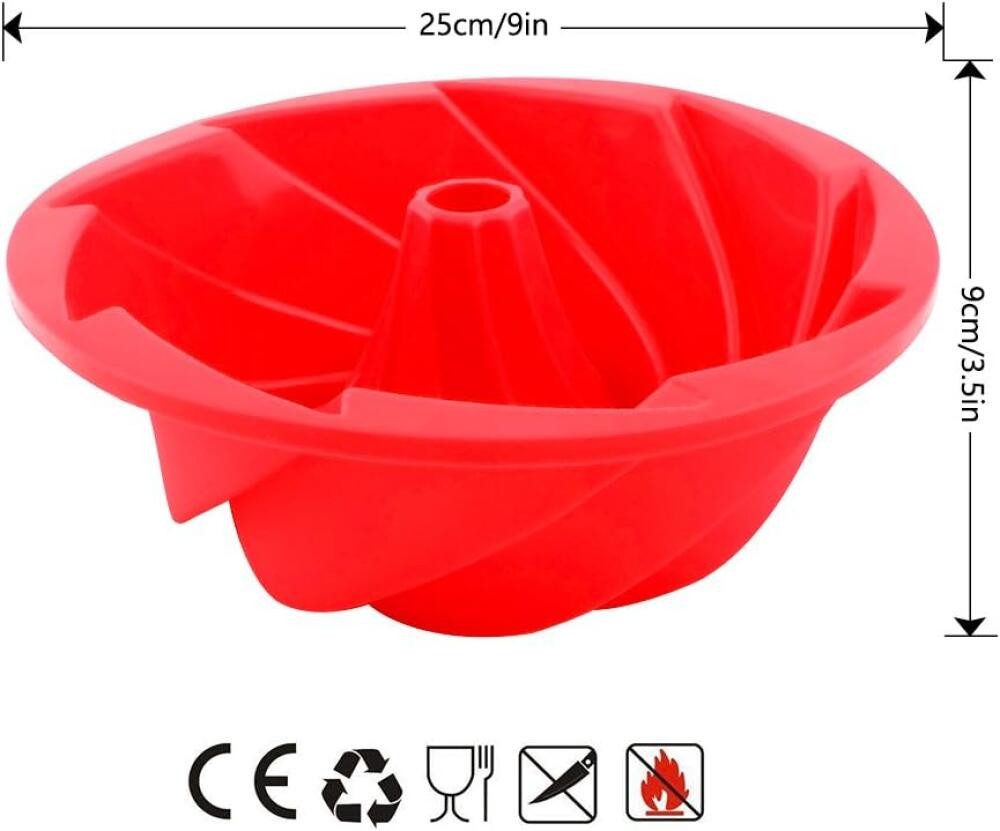 FELIXLEO Backform Gugelhupfform Silikon 9Zoll Rose Rot Für Kuchen Brot Backen., (1-tlg)