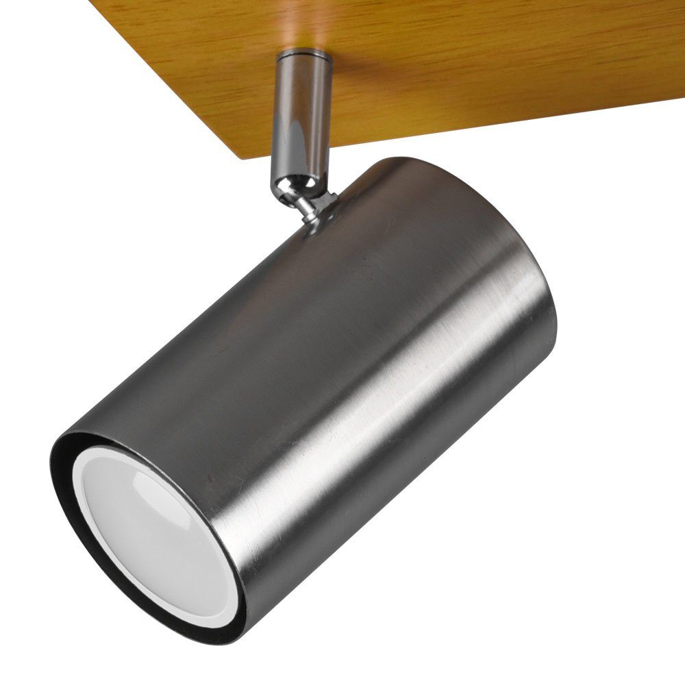Metall 2-flammig Deckenspot, Esszimmer nicht etc-shop LED Leuchtmittel inklusive, Holz Deckenleuchte silber