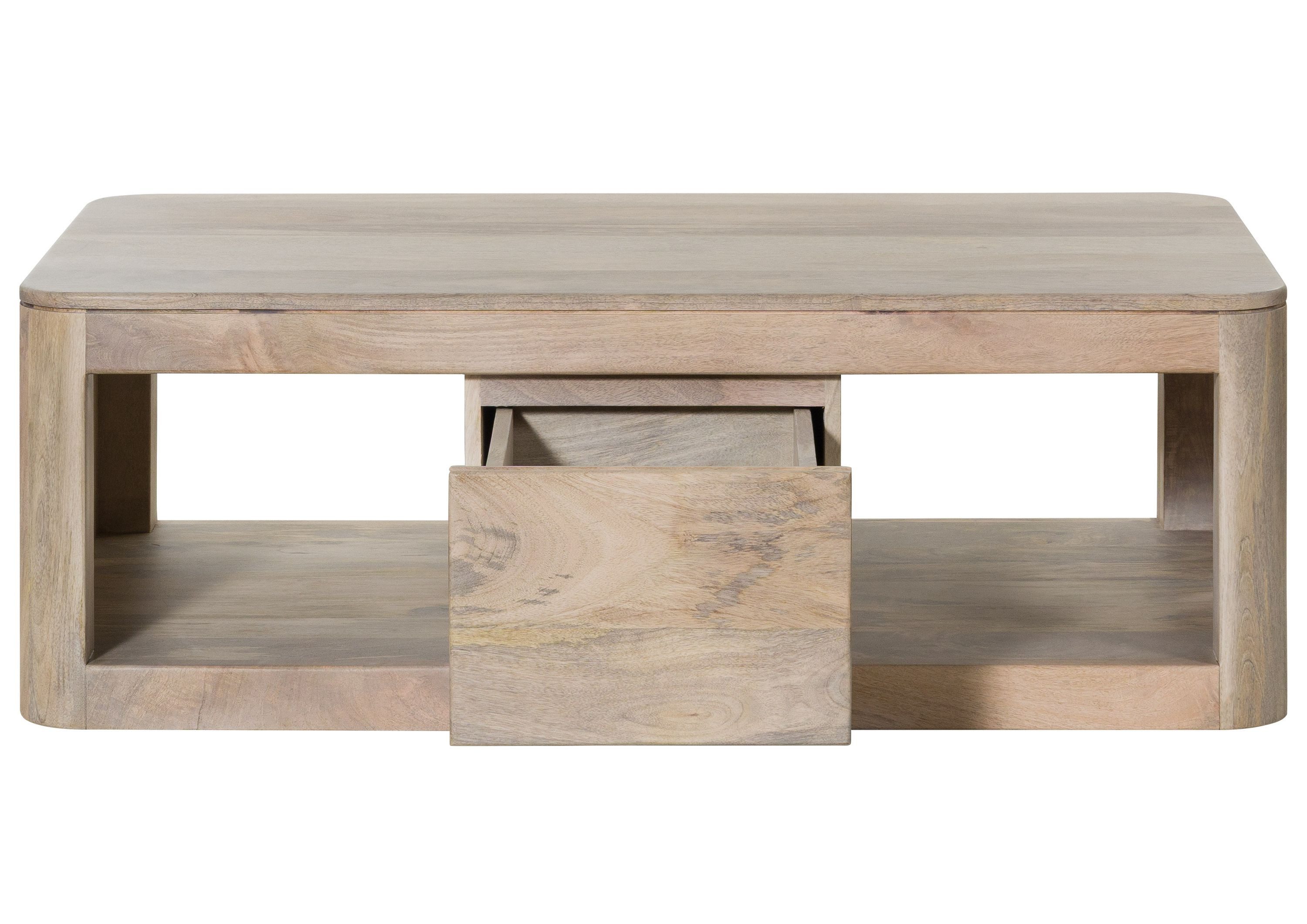 Massivmoebel24 Couchtisch TORONTO (Massivholz, Massivholztisch), Mango 118x65x40 weiß lackiert TORONTO #352