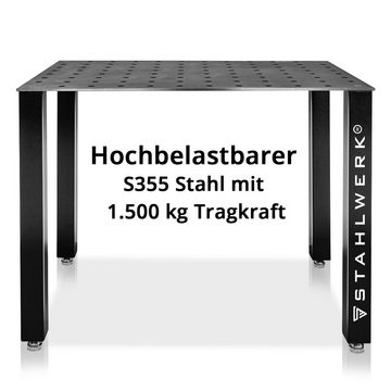 STAHLWERK Werkbank Schweißtisch Montagetisch 120 x 80 cm Massivstahl, Höhe 90 cm, massive 10 mm Arbeitsplatte aus hochbelastbarem S355 Stahl
