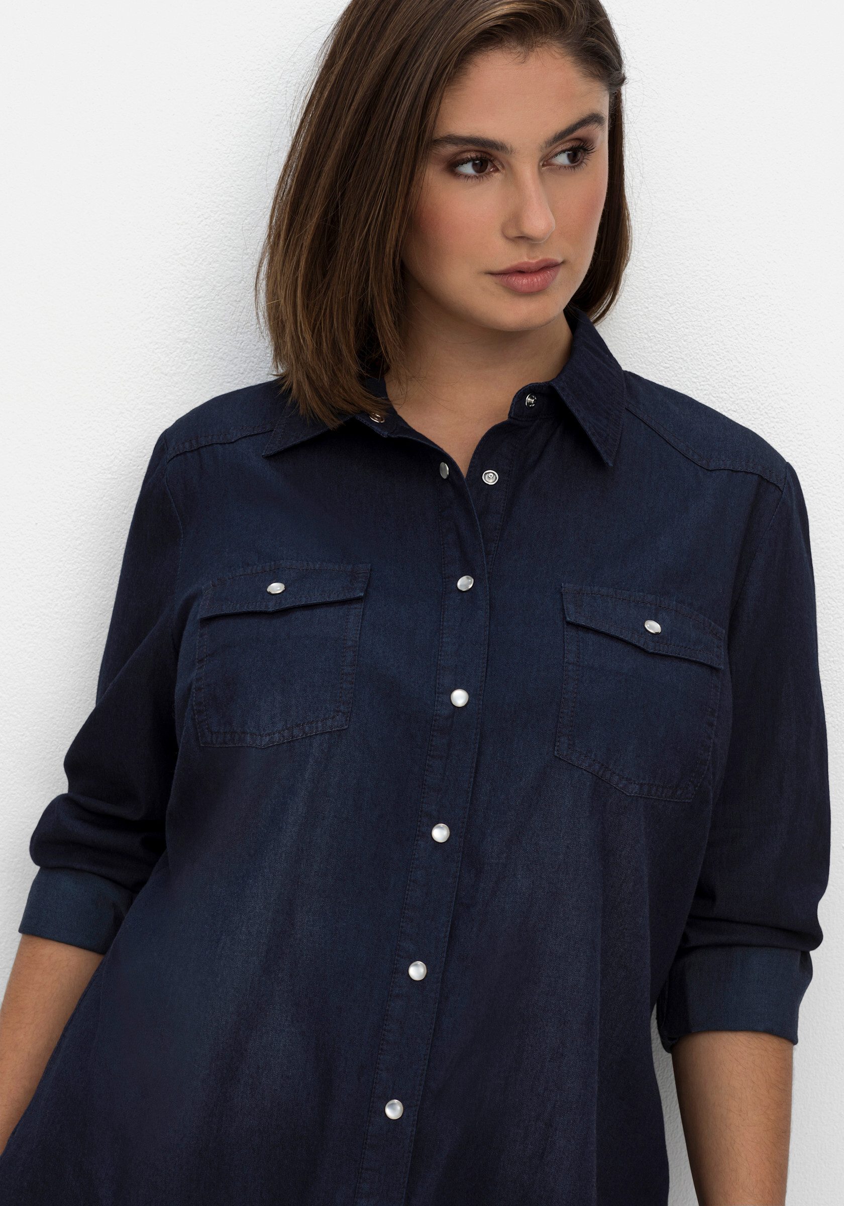 Sheego Klassische Bluse Jeansbluse günstig online kaufen