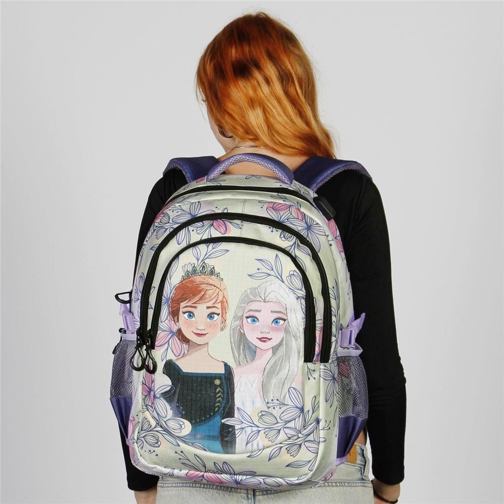 Karactermania Freizeitrucksack Disney Die Eiskönigin großer Rucksack Tagesrucksack Alltagsrucksack, USB-Anschluss für elektronische Geräte