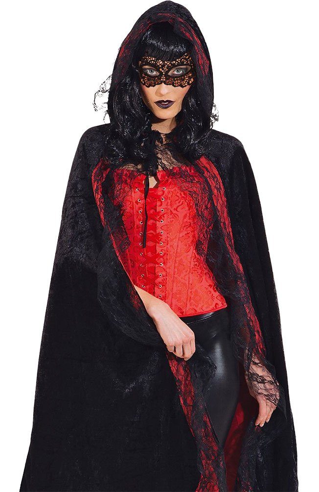 Karneval-Klamotten Kostüm Augenmaske schwarz mit Spitze, Larve Maske mit Spitze Damenmaske Karneval Fasching Halloween