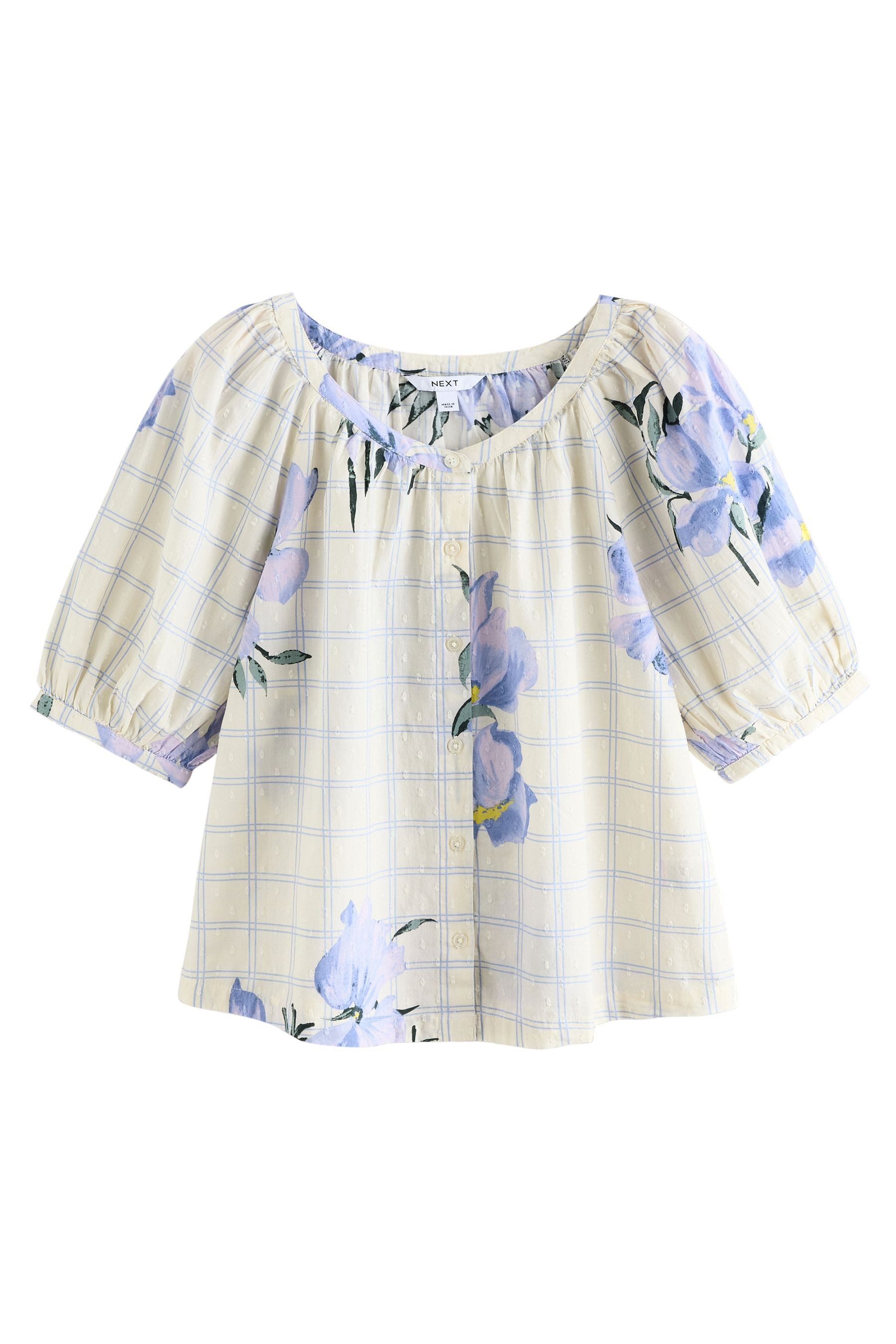 Next Blusenshirt Blumenbesticktes, kurzärmeliges Oberteil (1-tlg) günstig online kaufen