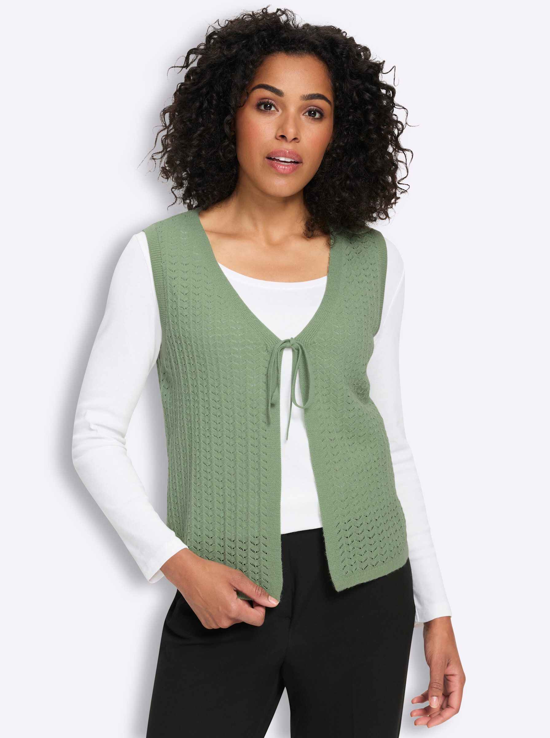 Sieh an! Strickweste Strickweste Ärmellos Ajourstrick