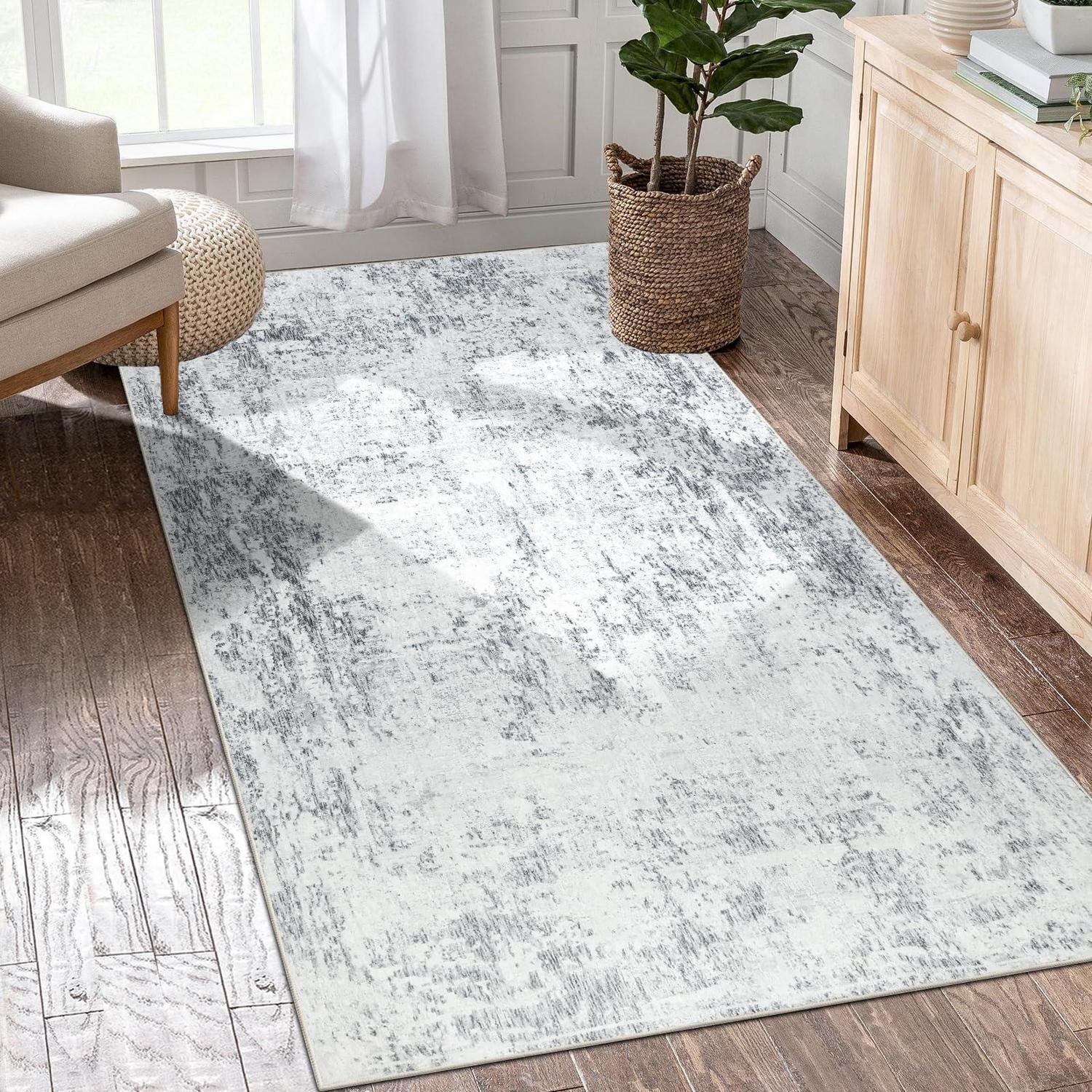 LuxusKollektion Teppich Grau Abstrakt Teppich 80x150cm, rechteckig, Höhe: 10 mm