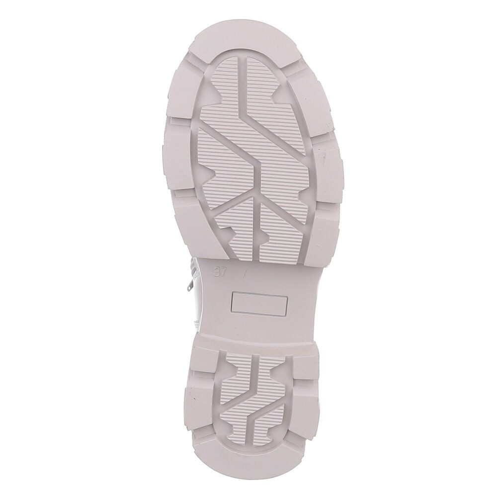 Ital-Design Damen Freizeitschnürschuhe aus echtem Leder Schnürstiefelette (88489292) Blockabsatz Stiefeletten in Beige