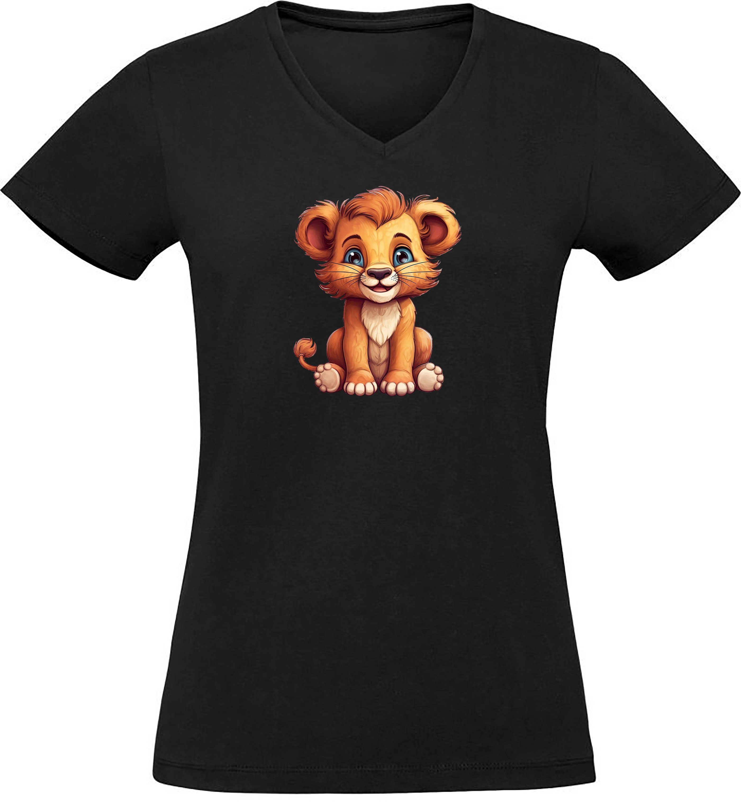 MyDesign24 T-Shirt Damen Wildtier Shirt V-Ausschnitt Slim Fit i267