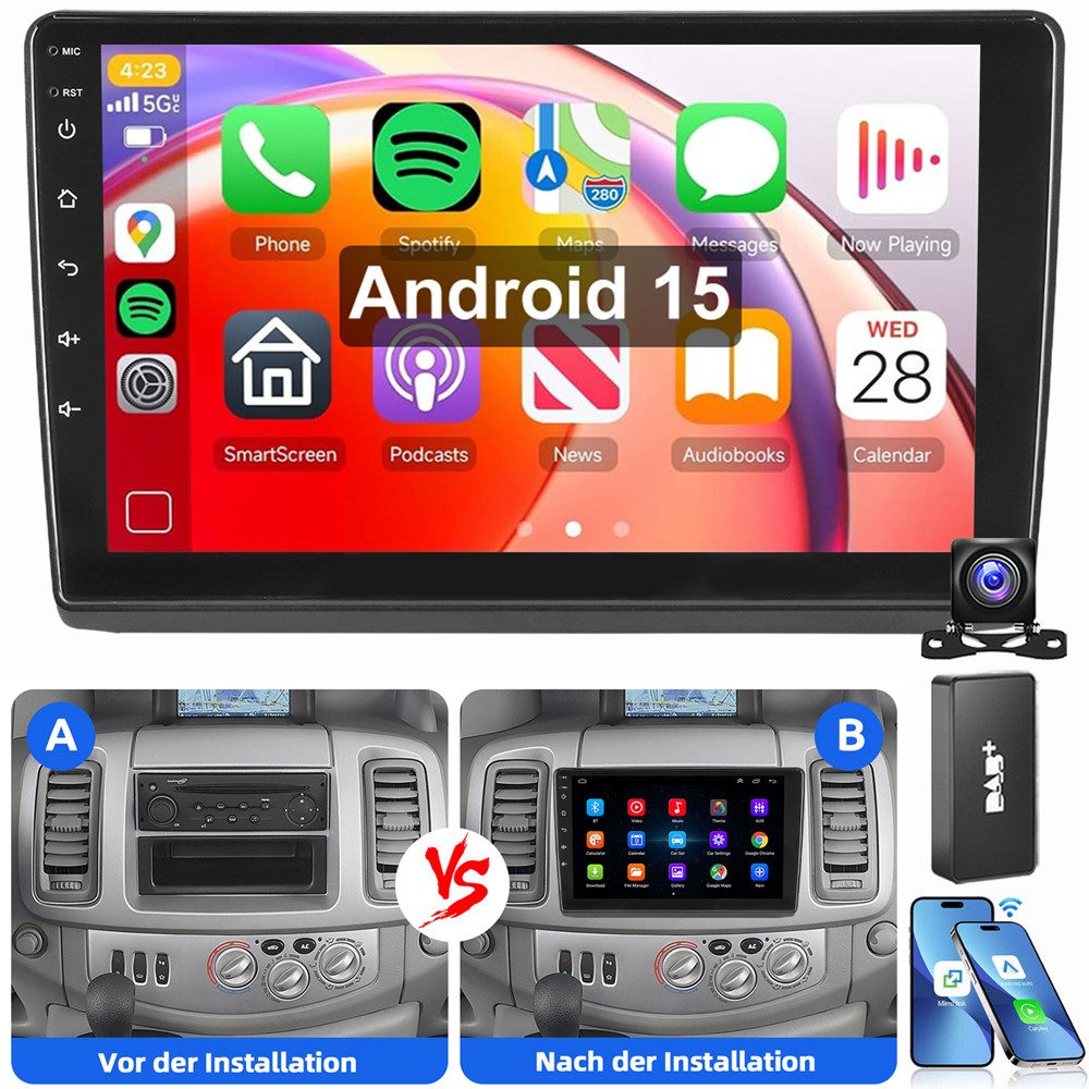 ESSGOO Für Renault Trafic II OPEL Vivaro A 2001-2009 Android 15 GPS Autoradio (RDS, Digitalradio (DAB), FM, AM, Navi Carplay Android Auto BT EQ USB WIFI)