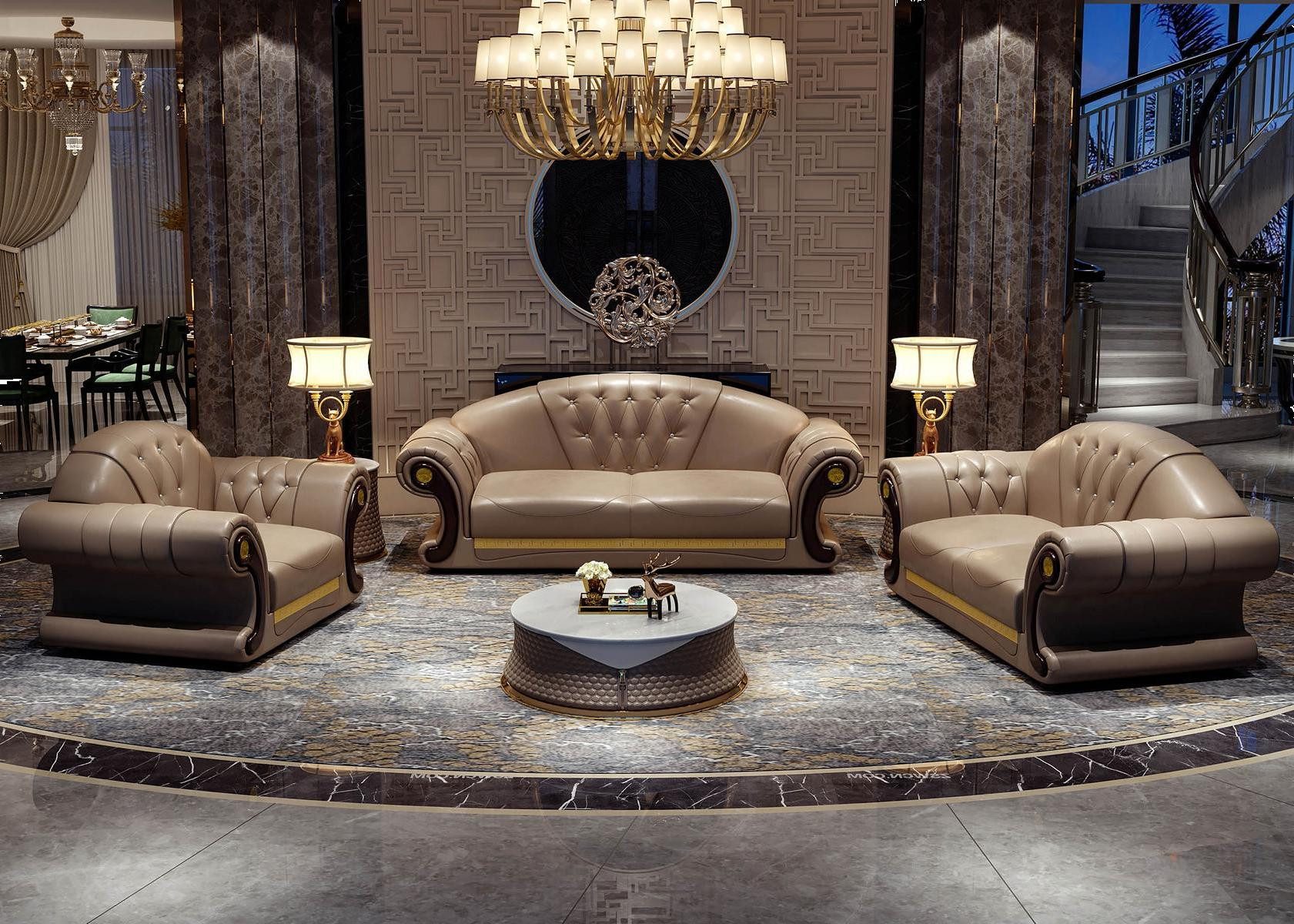 Xlmoebel Chesterfield-Sofa Klassische Chesterfield Couchgarnitur mit gemütlichen Sitzpolstern, Hergestellt in Europa