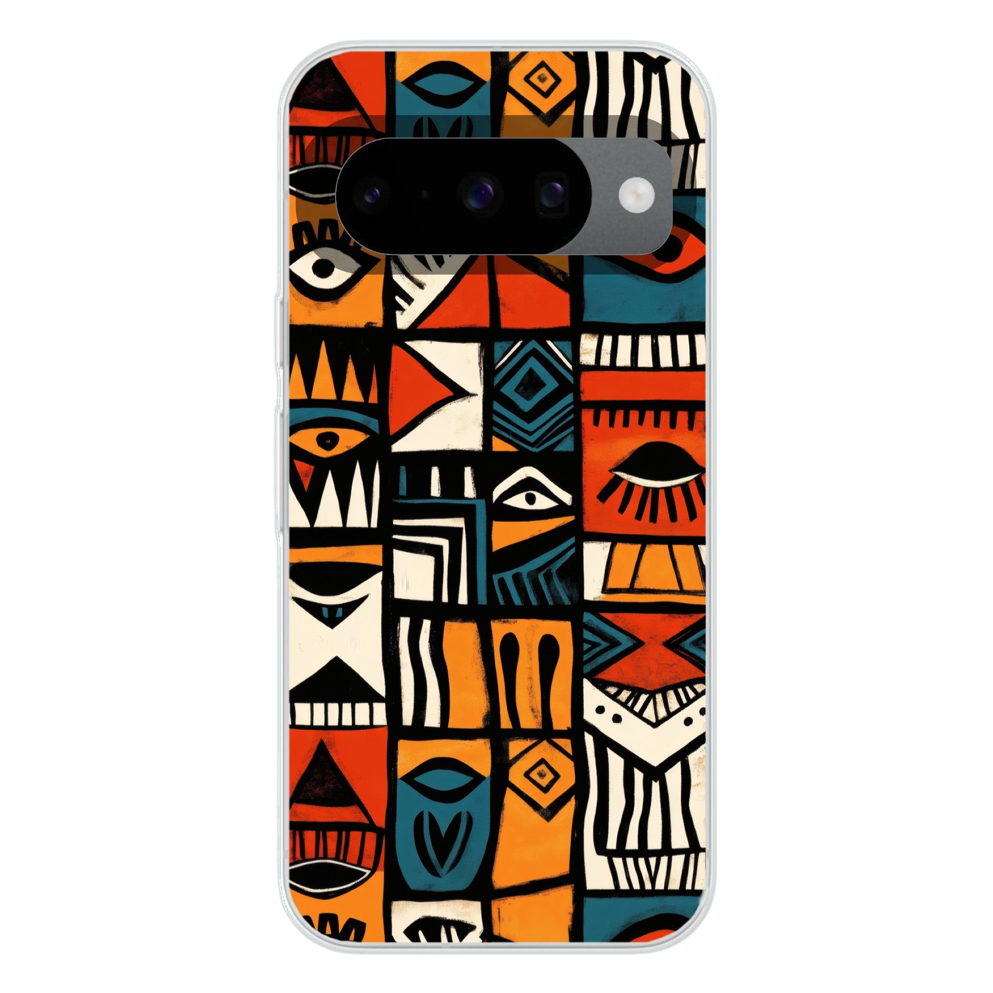 MuchoWow Handyhülle für Google Pixel 10 Pro Abstrakt - Gesichter - Mosaik, Handy Case, Silikon, Bumper Case Dünn
