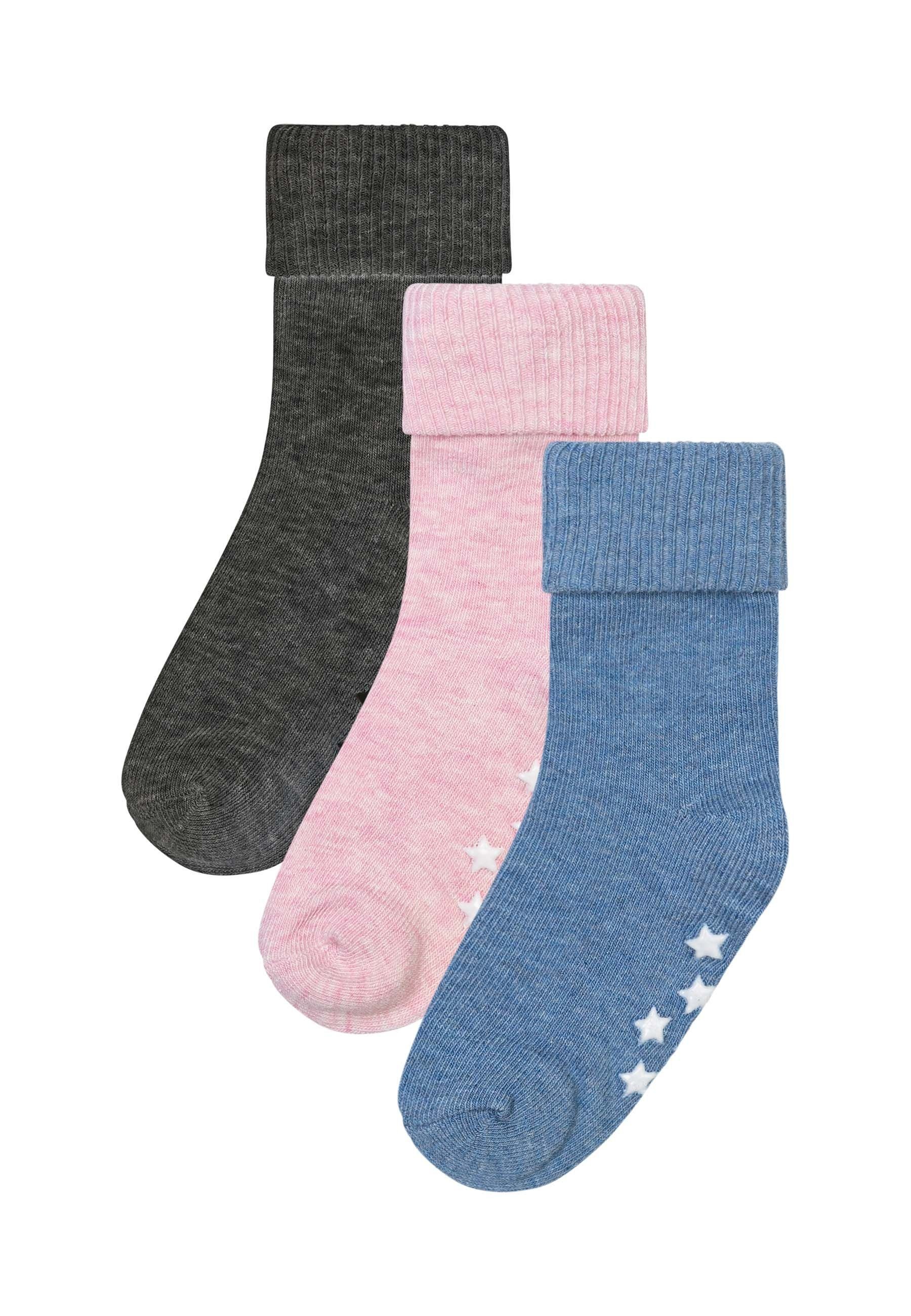 MINOTI Kurzsocken 3 Paar Socken mit Rollrand (0-3y)