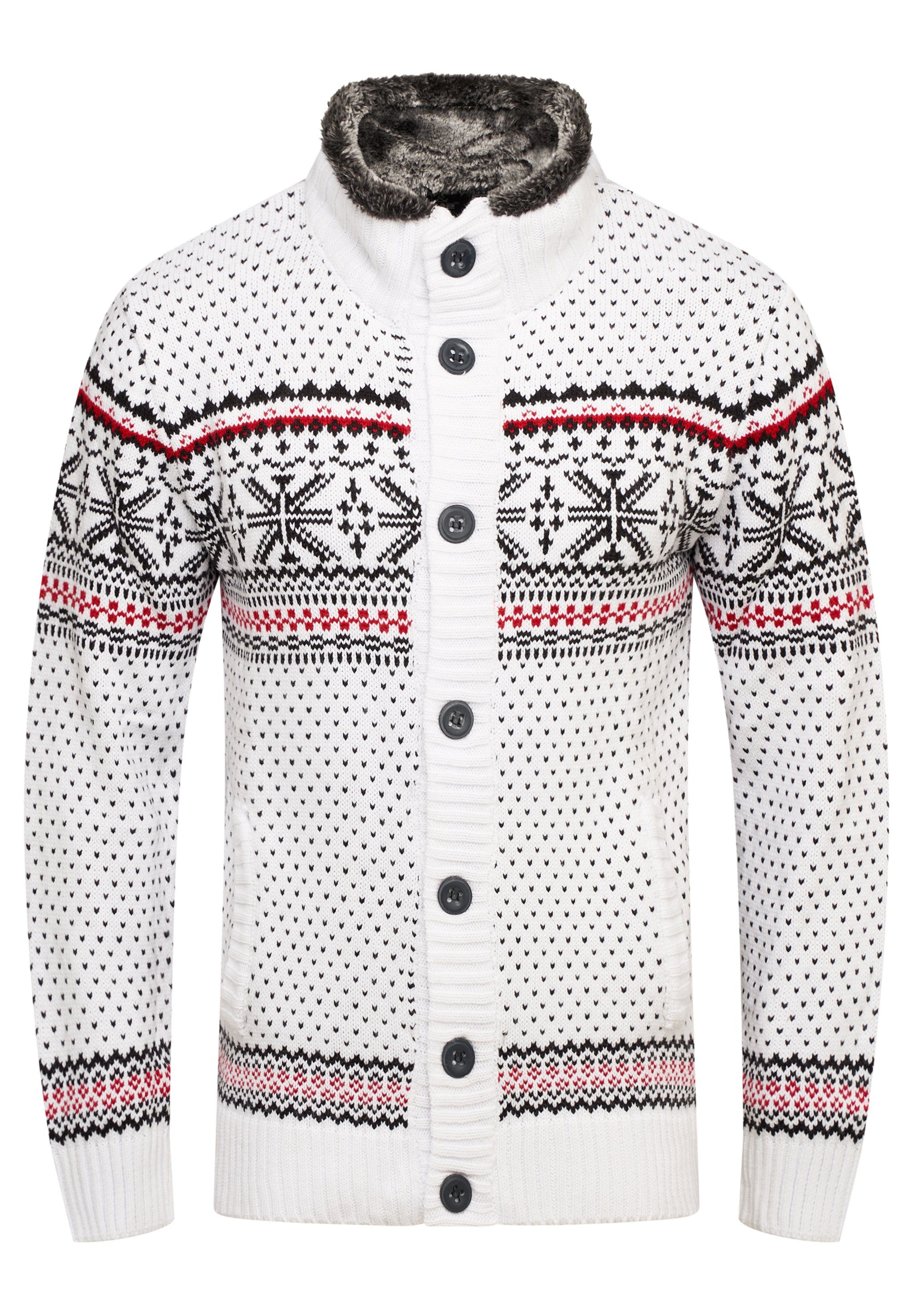 behype Cardigan BKIANA Strickjacke Grobstrick Norweger-Muster günstig online kaufen