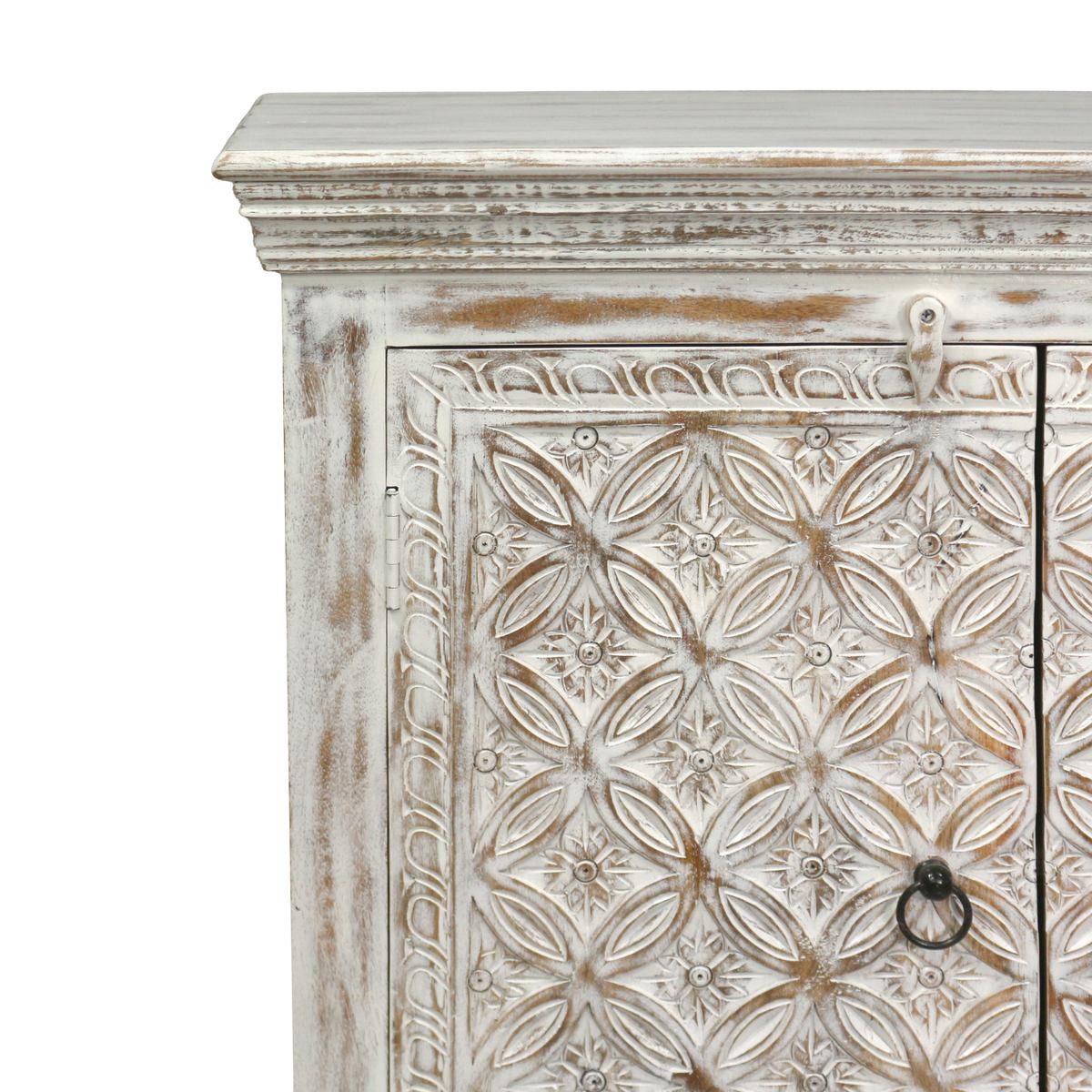 Oriental Galerie Unterschrank Weißes Sideboard Mayuri Indien Weiß 90 cm