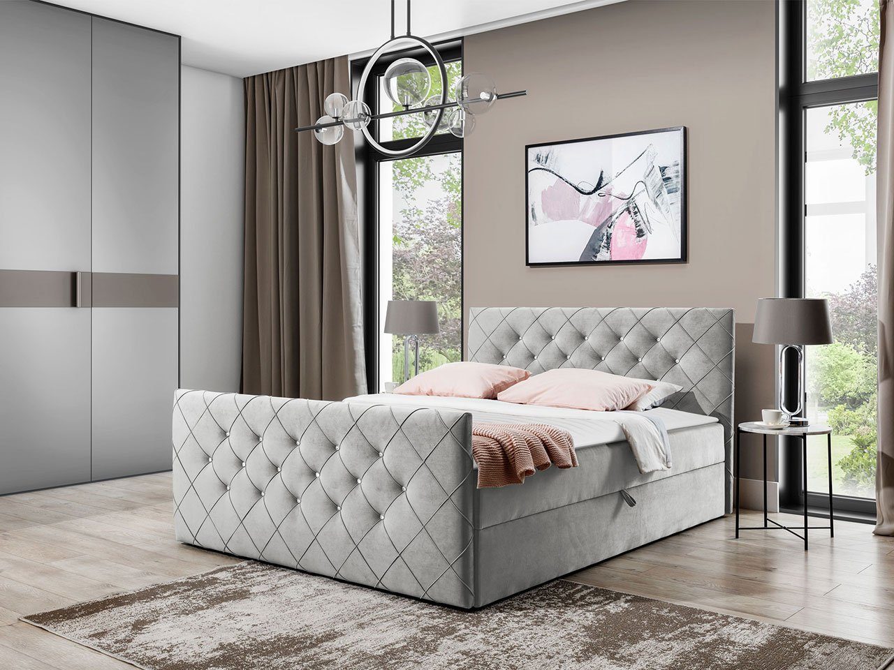 MIRJAN24 Boxspringbett Malaga (Polsterkopfteil, Fußteil, Matratze günstig online kaufen