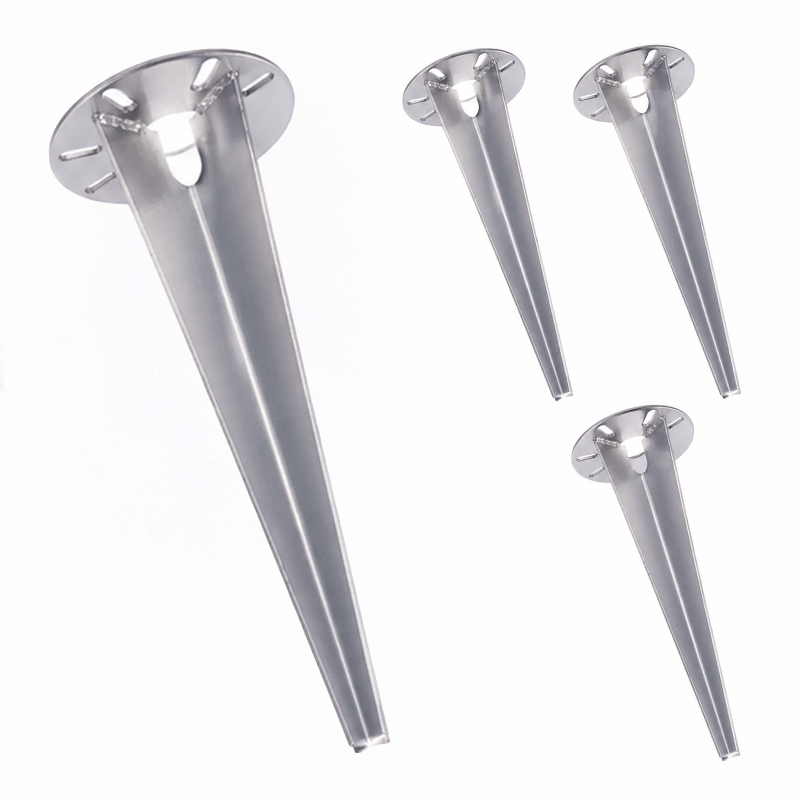relaxdays Bodenanker Erdspieß für Gartenleuchte 4er Set, für Gartenlampen, Pollerleuchten und Außenstrahler, Erdspießmontage, (4-St), silber