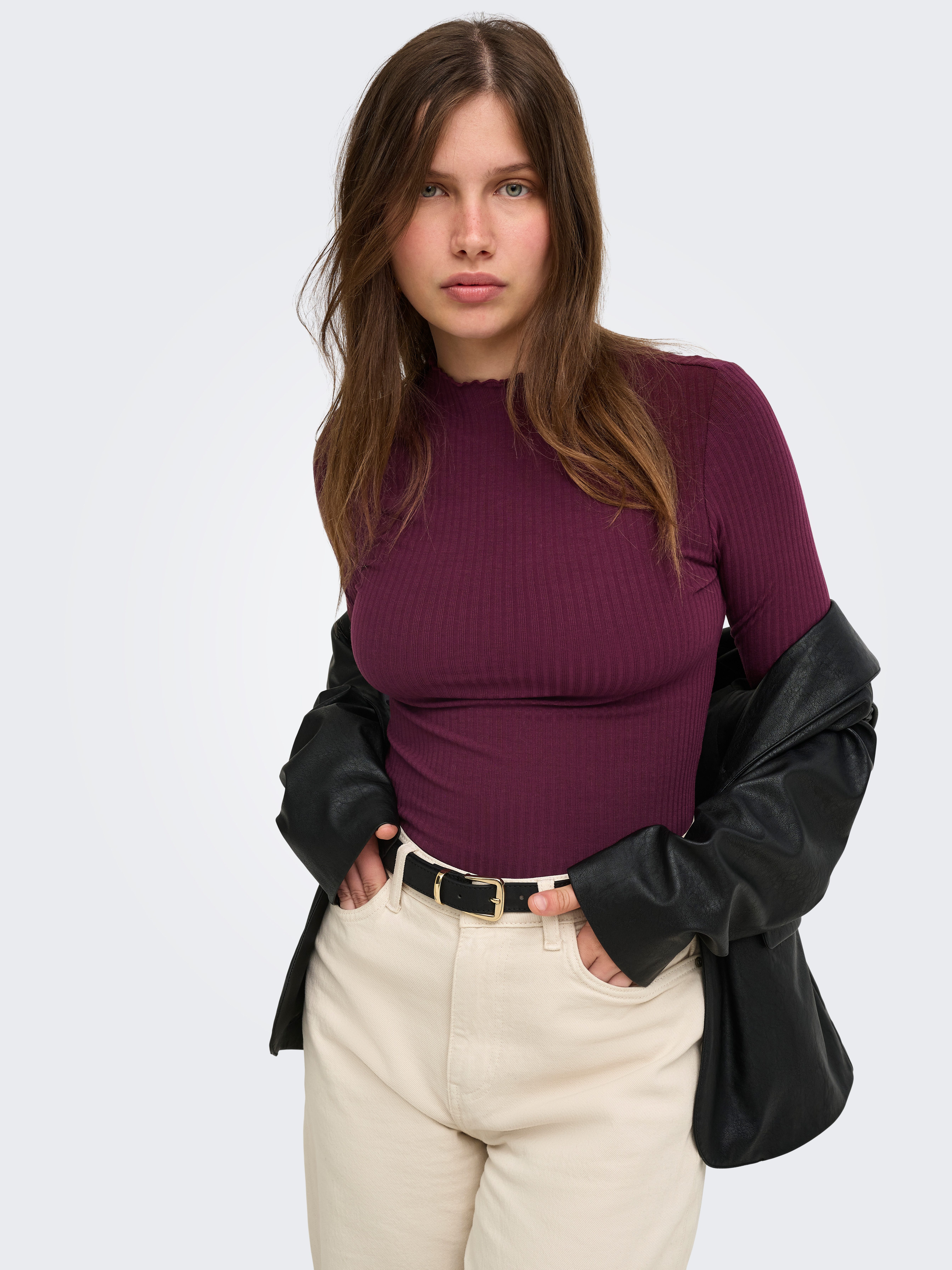 ONLY Langarmshirt ONLEMMA L/S HIGH NECK TOP Materialmix