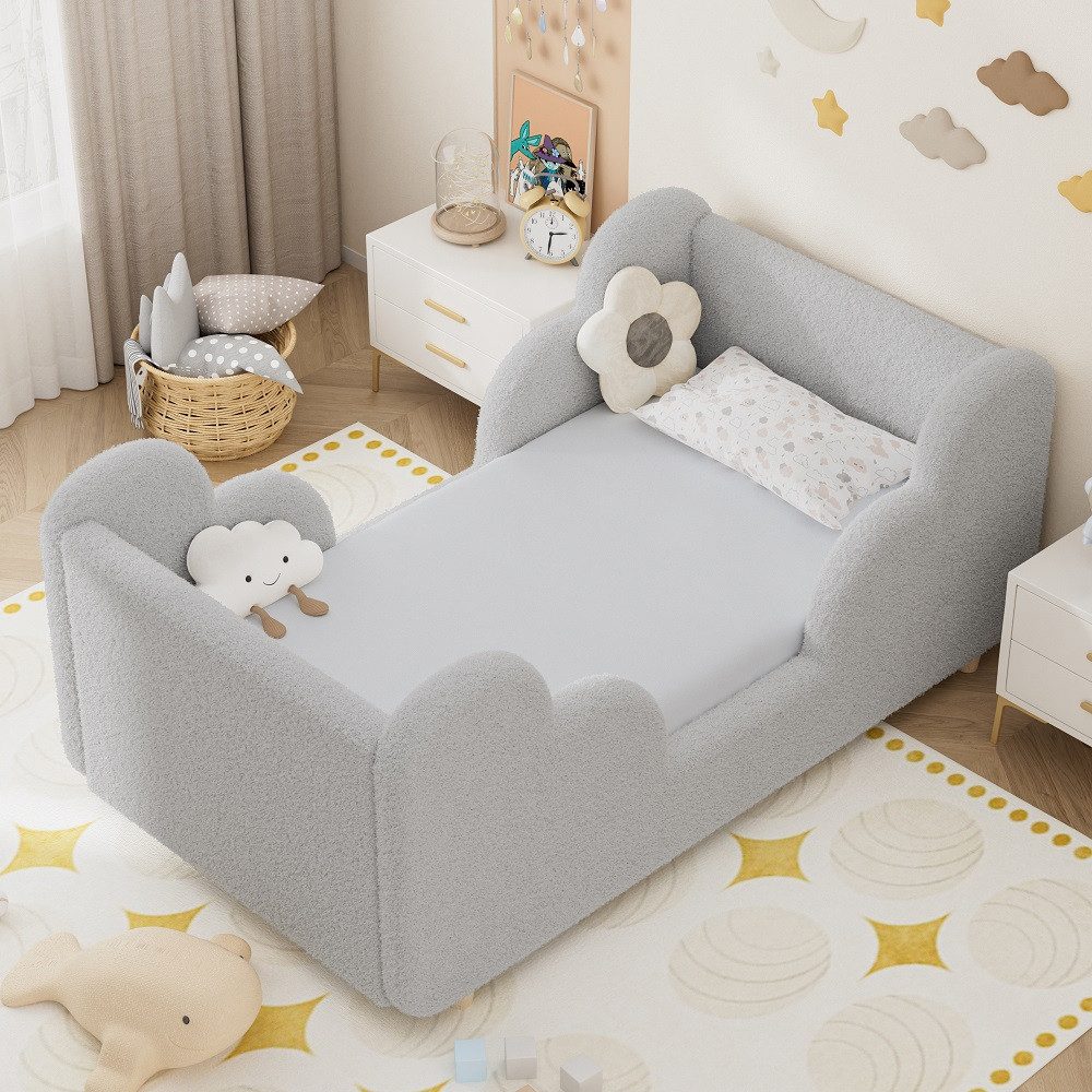 Meulbaty Kinderbett mit weichem Bodenbettgestell, extra breites Sicherheitsbett (1-tlg), für Mädchen und Jungen, ohne Matratze, 140 x 70 cm