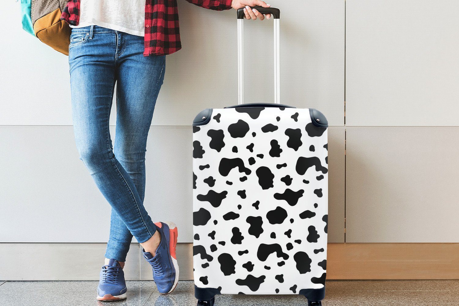 Reisetasche Handgepäck 4 Ferien, - - Kuh, für mit Handgepäckkoffer Druck Trolley, Rollen, MuchoWow Reisekoffer Safari rollen,