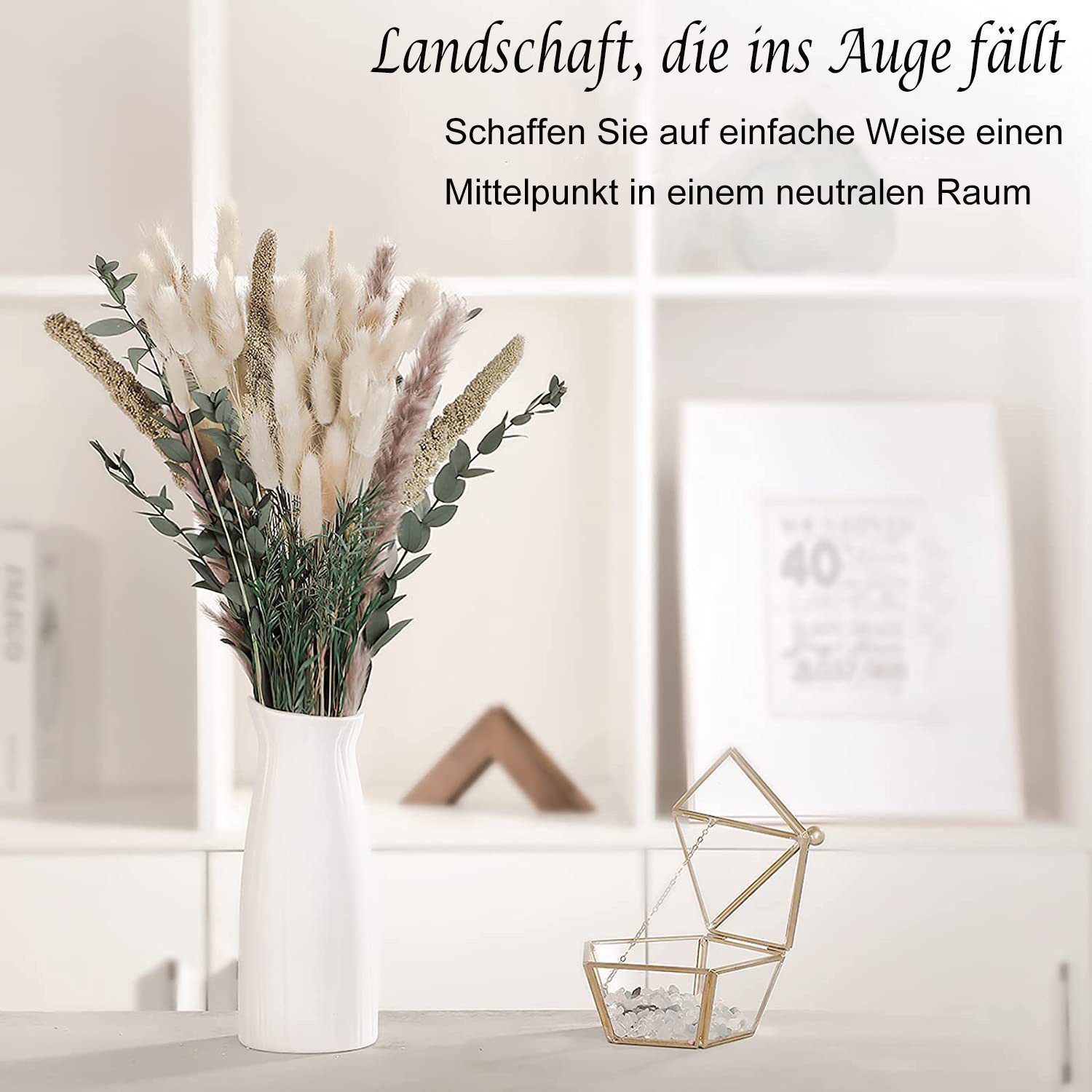Trockenblume 100% Natürliche Trockenblumen,Pampasgras Trockenblumen Deko 85 Stück Pampasgras Getrocknet, Flauschige Eukalyptus Pampasgras Getrocknete Blume, Fyrove, Trockenblumenstrauß für Hochzeit Boho Deko Wohnzimmer Tischdeko