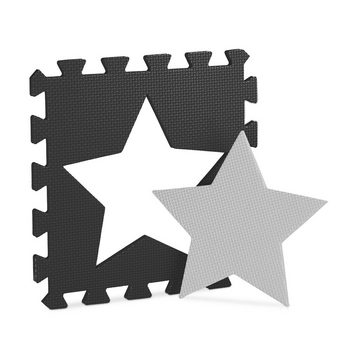 relaxdays Spielmatte 18 x Puzzlematte Sterne weiß-grau