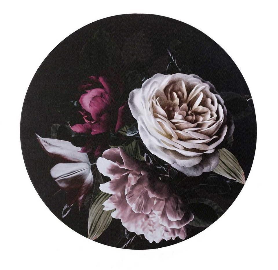 Leinwandbild CINNIA, Schwarz, Lila, Ø 50 cm, Blumenmotiv, Blumen