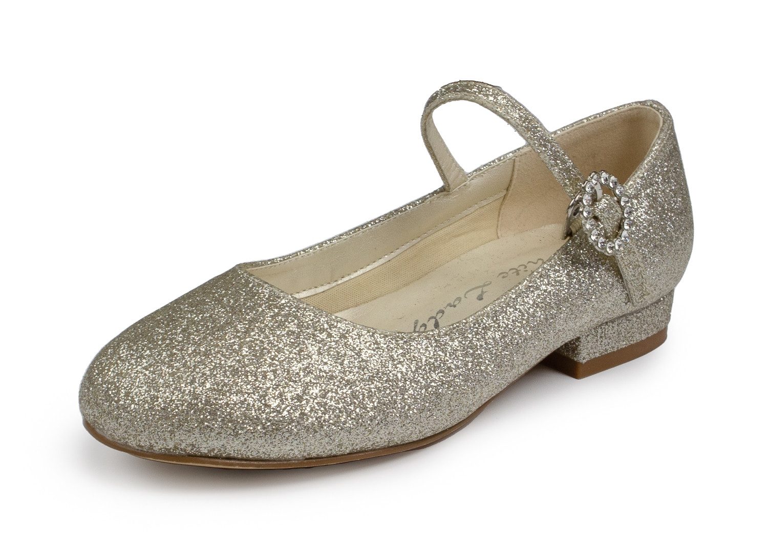 White Lady 904 champagner-Glitter Mädchen Schuhe Riemchenballerina