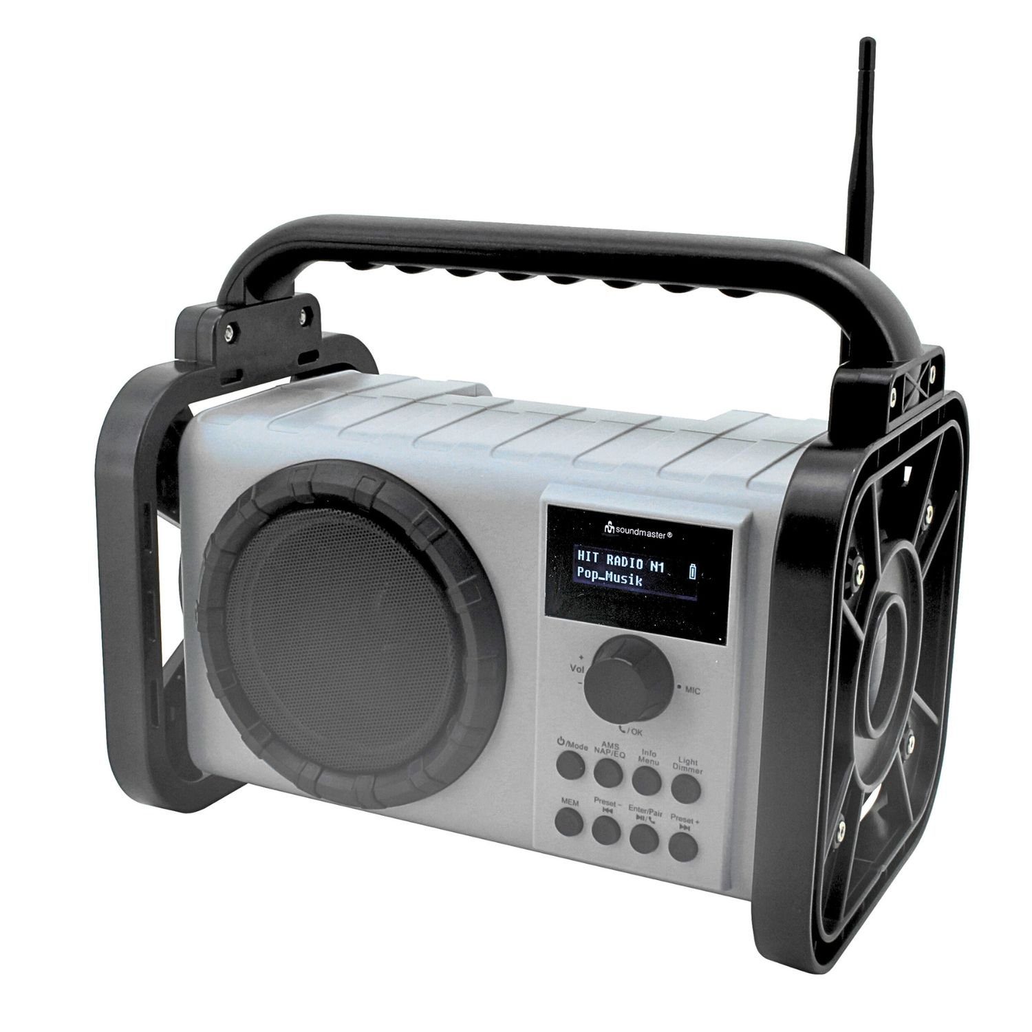 Soundmaster DAB80SG Baustellenradio DAB+ Bluetooth Akku IP44 spritzwassergeschützt Digitalradio (DAB) (DAB+, MW, PLL-UKW, FM, AM) | Digitalradios (DAB+)