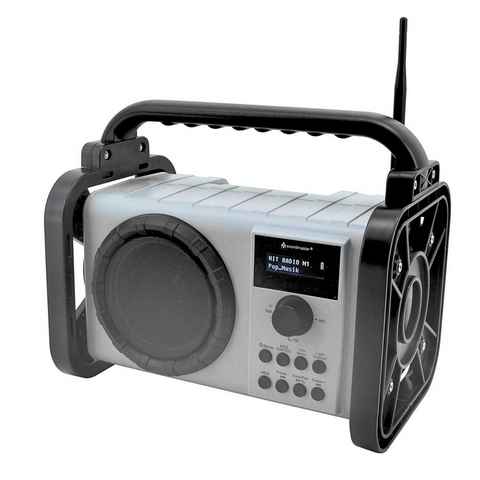 Soundmaster DAB80SG Baustellenradio DAB+ Bluetooth Akku IP44 spritzwassergeschützt Baustellenradio (DAB+, MW, PLL-UKW, FM, AM, 5 W, Baustellenradio, ABS-Gehäuse, IP44 Spritzwasserschutz, LED)