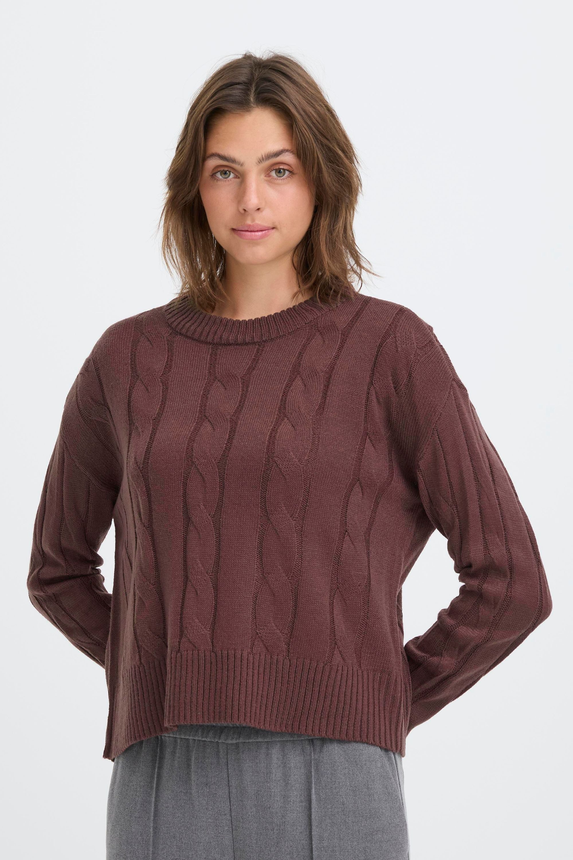 OXMO Strickpullover OXKimni Kuscheliger Pullover mit Zopfmuster