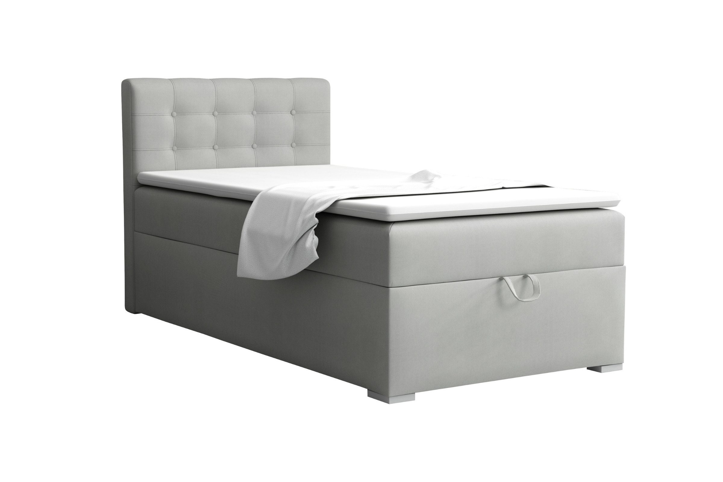 Deine Möbel 24 Boxspringbett TEEN 3 Bett für Teenager Jugend Jugendbett Einzelbett (Jugendzimmer Beige Grau Hellgrau Grau Anthrazit Schwarz, 3-St., Bonellfederkern-Matratze H3 Taschenfederkern-Matratze H4), 90x200 100x200 Polsterbett Velours