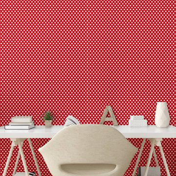 Abakuhaus Vinyltapete selbstklebendes Wohnzimmer Küchenakzent, Retro Pop-Art-weiße Tupfen