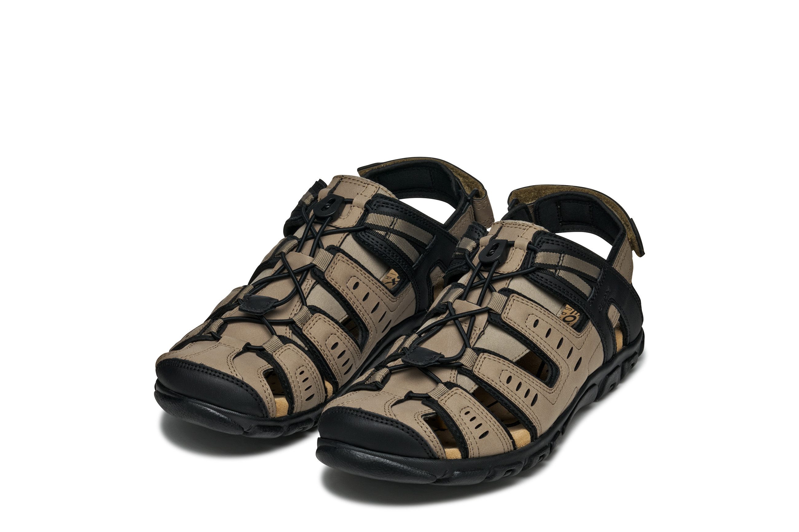 Geox UOMO SANDAL STRADA C Sandale, Sommerschuh, Klettschuh, Outdoorsandale, mit Lederfußbett