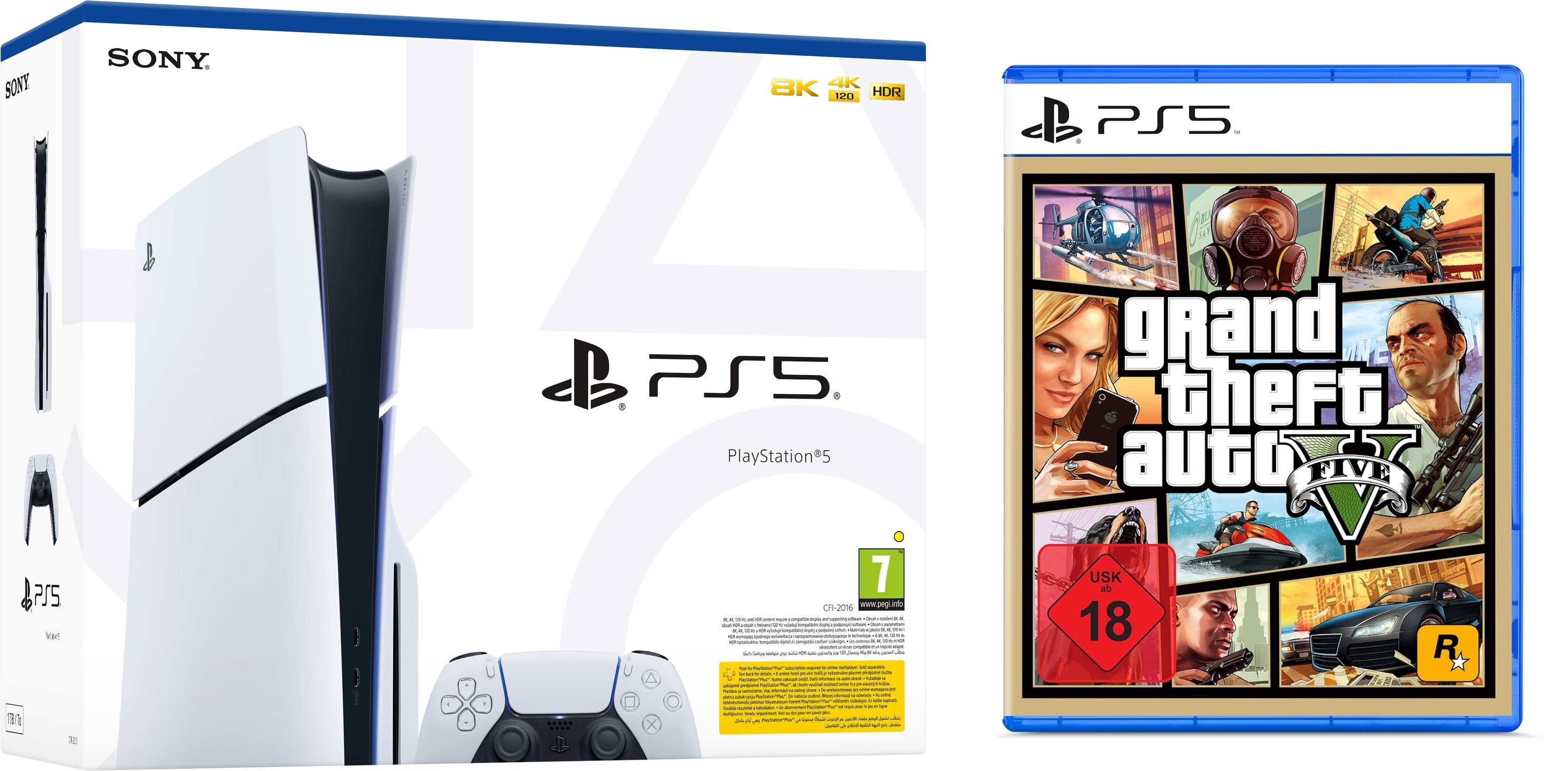 Playstation Playstation 5 Slim Disk Laufwerk + GTA V Spiel Bundle 1TB
