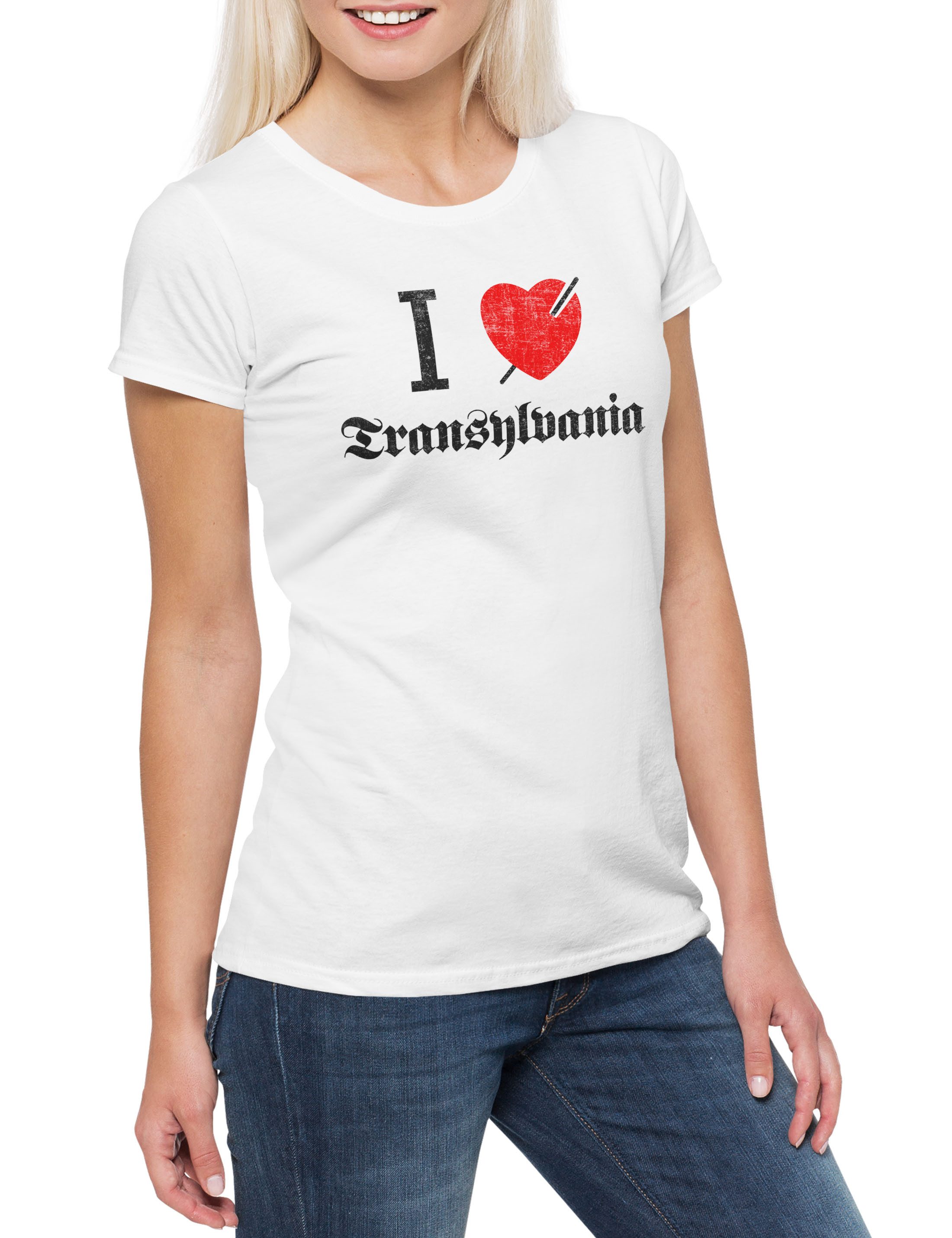 Print-Shirt I Love Transylvania Damen T-Shirt Mayhem Oystein Aarseth Black Metal