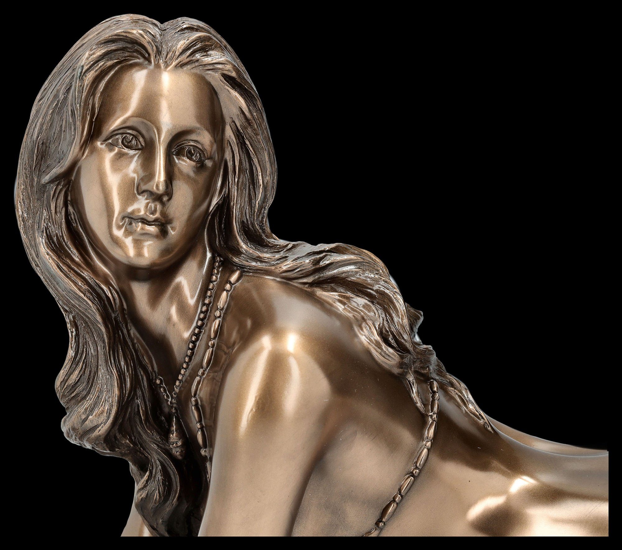 Figuren Shop GmbH Dekofigur - - Deko Veronese Liegend Meerjungfrau Fantasy - Figur bronziert groß