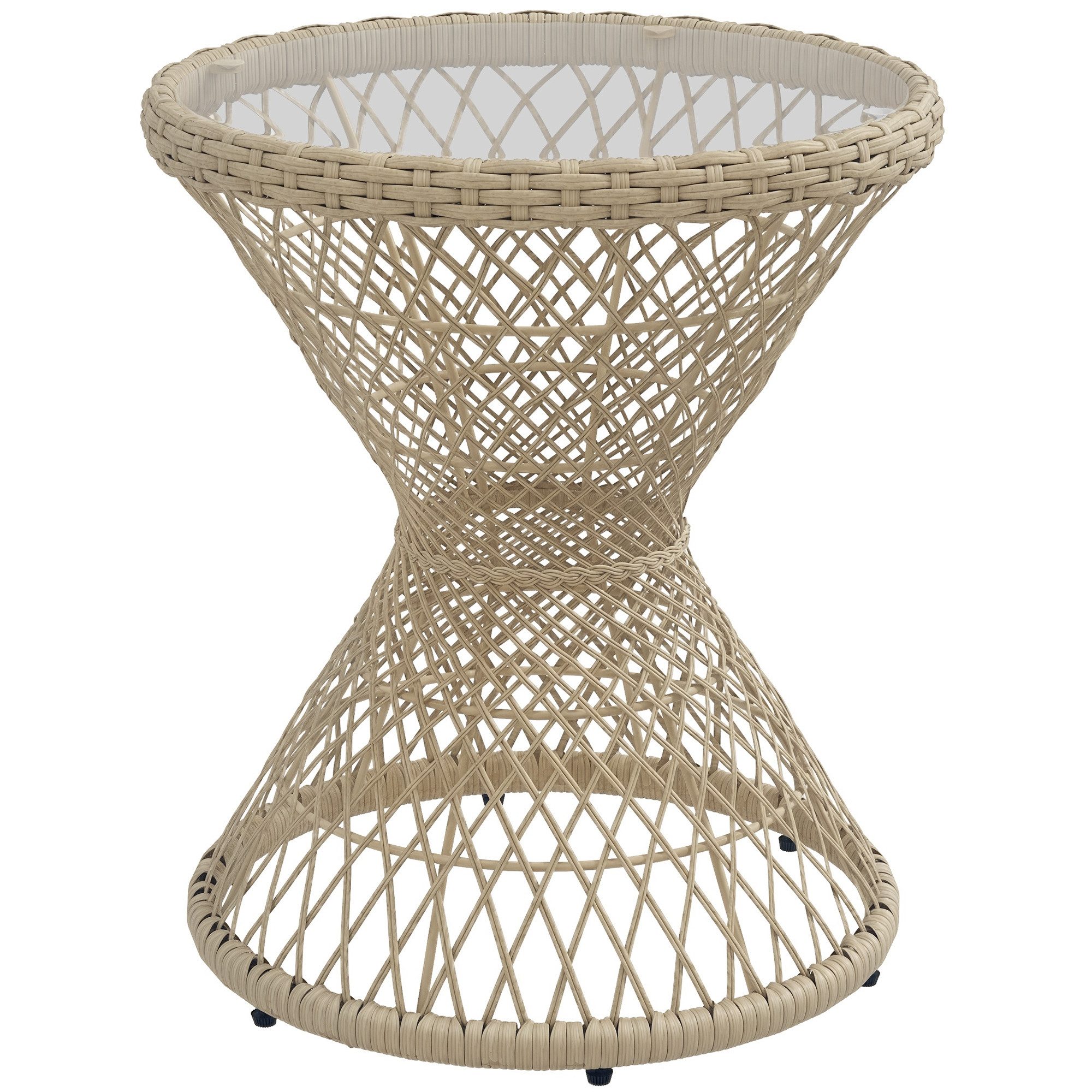 Outsunny Gartentisch Couchtisch mit UV-Schutz (Rattan Kaffeetisch, 1-St., Garten Couchtisch), Braun, Ø45 × 52 cm