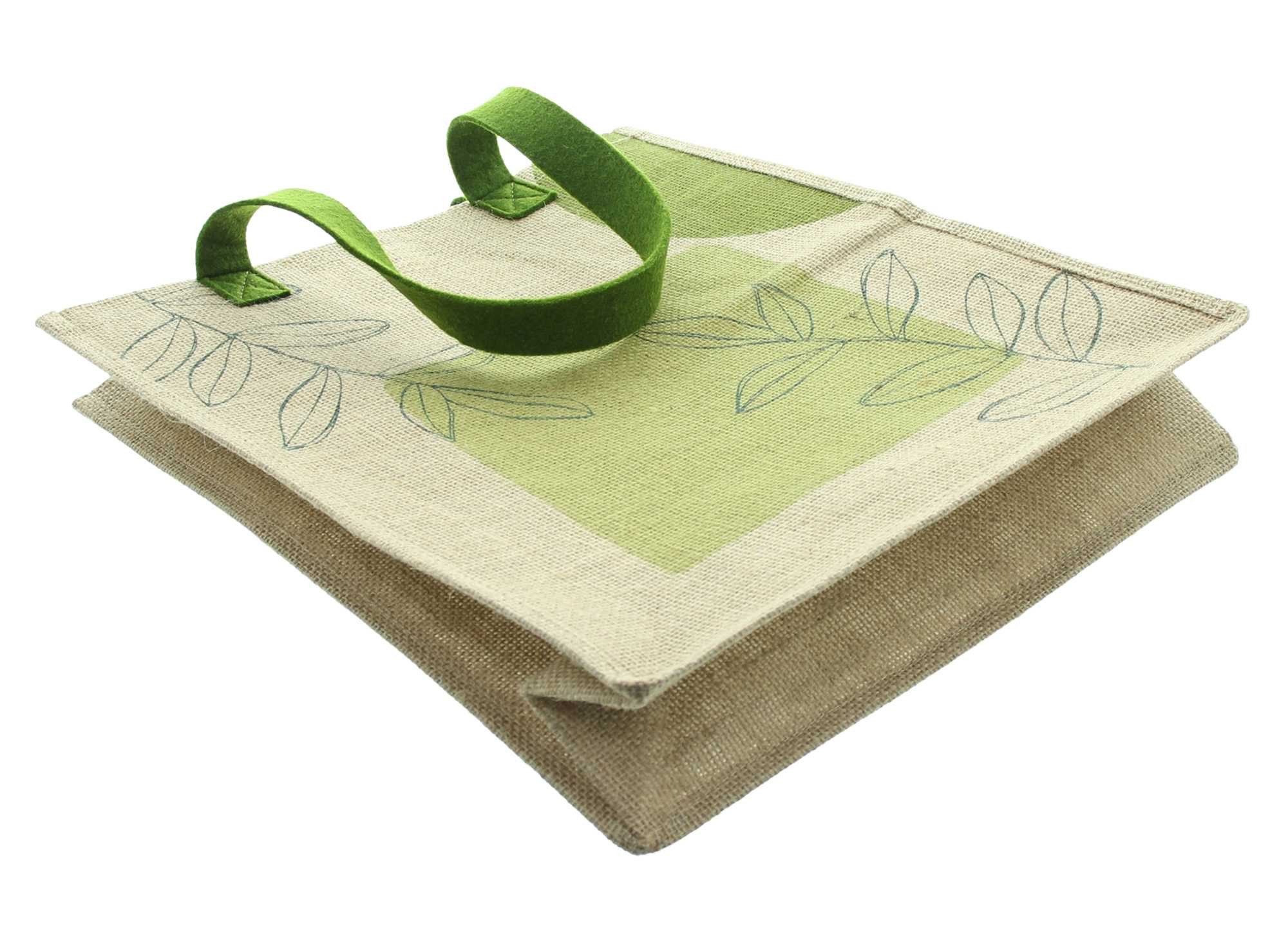 Dekoleidenschaft Tragetasche "Green Nature" Tasche aus Jute Jutetasche natur Einkaufstasche Shopper, Jutebeutel mit 2 Henkeln, Stofftasche, Tote Bag