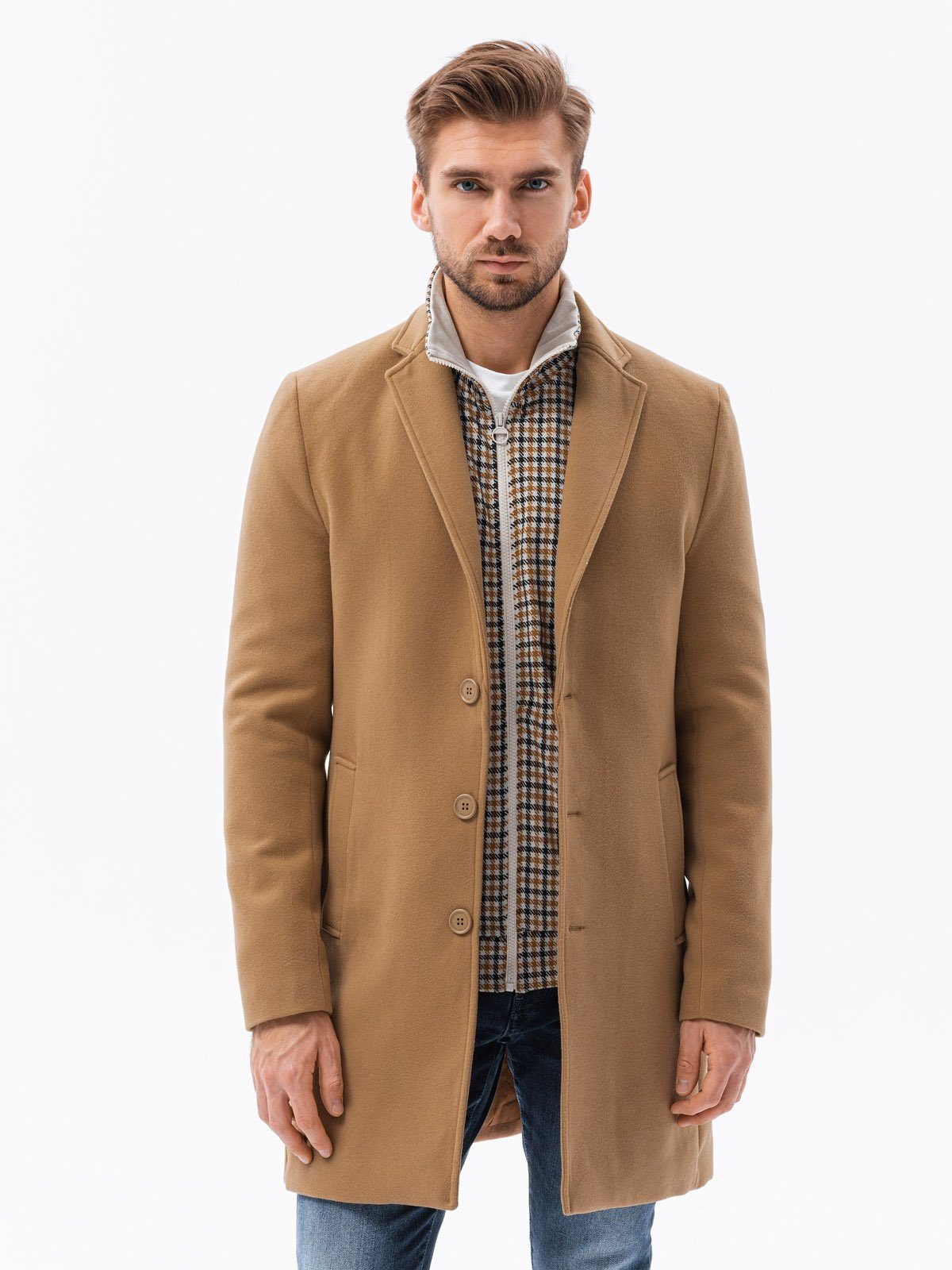 OMBRE Kurzmantel Klassischer Herrenmantel - camel V3 C536 XL günstig online kaufen