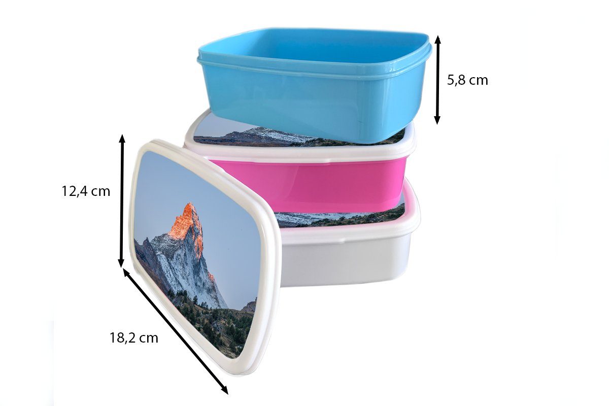 Erwachsene, und Kinder Mädchen (2-tlg), Sonnenaufgang, Das Brotbox in Kunststoff, und bei Jungs für MuchoWow Matterhorn weiß Brotdose, der Lunchbox für Schweiz