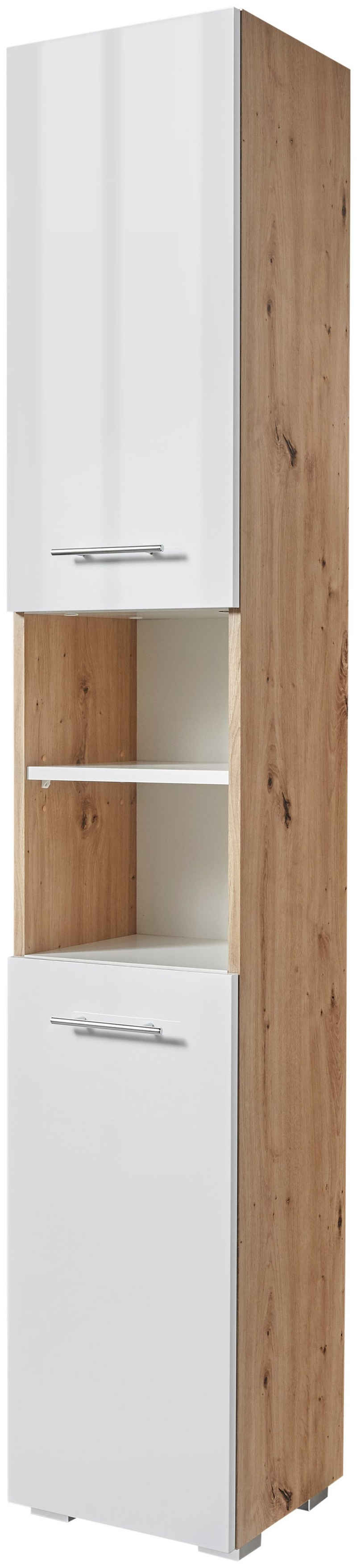 welltime Hochschrank Agostino Badezimmerschrank, BXH: 33x184 cm, weiß