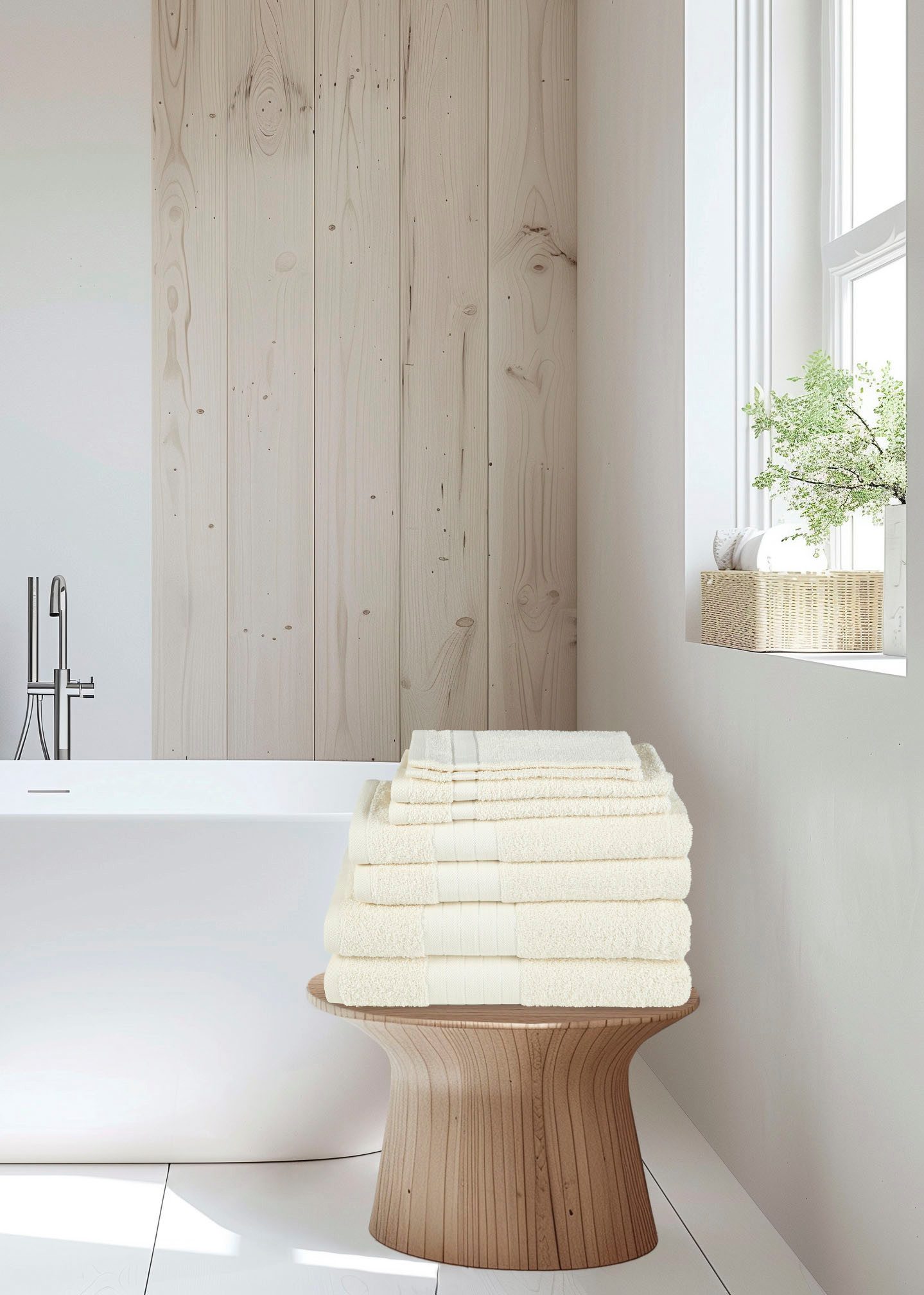 good morning Handtuch Set "Uni" Baumwolle, Walkfrottee, Bordüre, 500 GSM,Ei günstig online kaufen