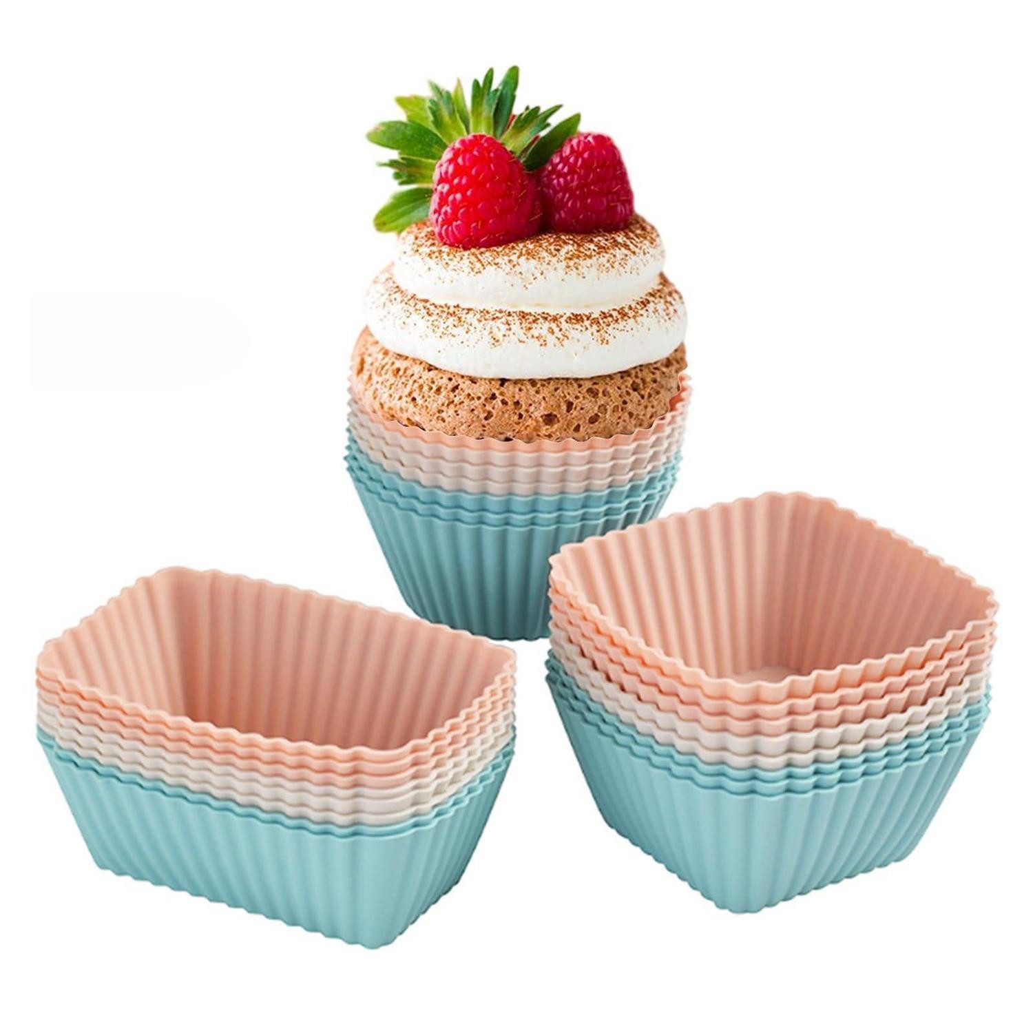 LuxusKollektion Muffinform Muffinform Silikon 24tlg. Rechteck/Quadrat/Kreis, (24-tlg)