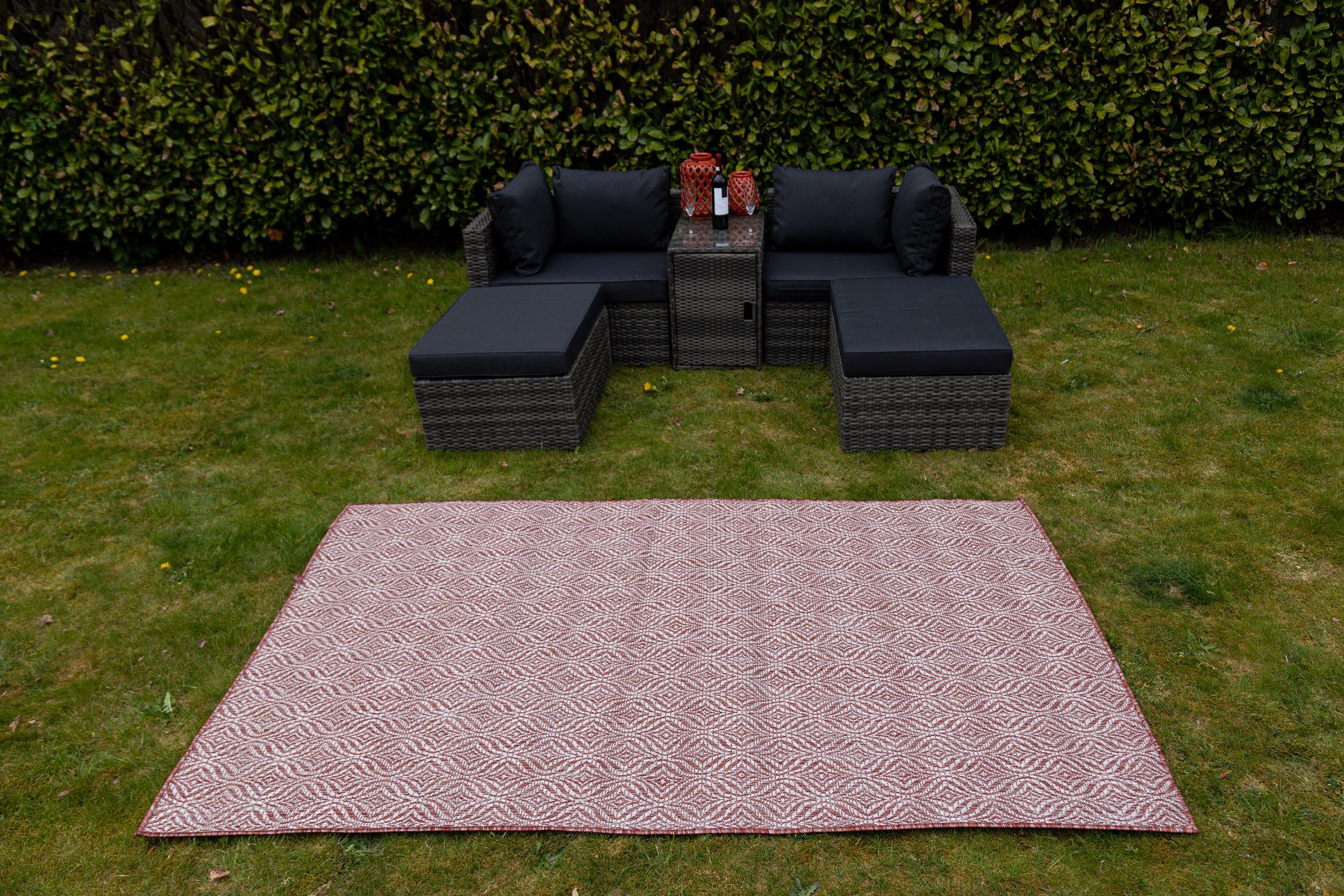 LebensWohnArt Teppich Teppich OUTDOOR CIATO Rechteckig Rostrot 150x245 cm, Höhe: 0.4064 mm
