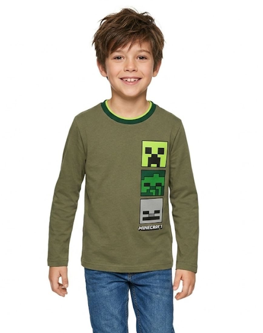 Minecraft Langarmshirt Minecraft langarm T-Shirt 6-12 Jahre Jungen + Mädchen Minecraft Kinder langarm T-Shirt